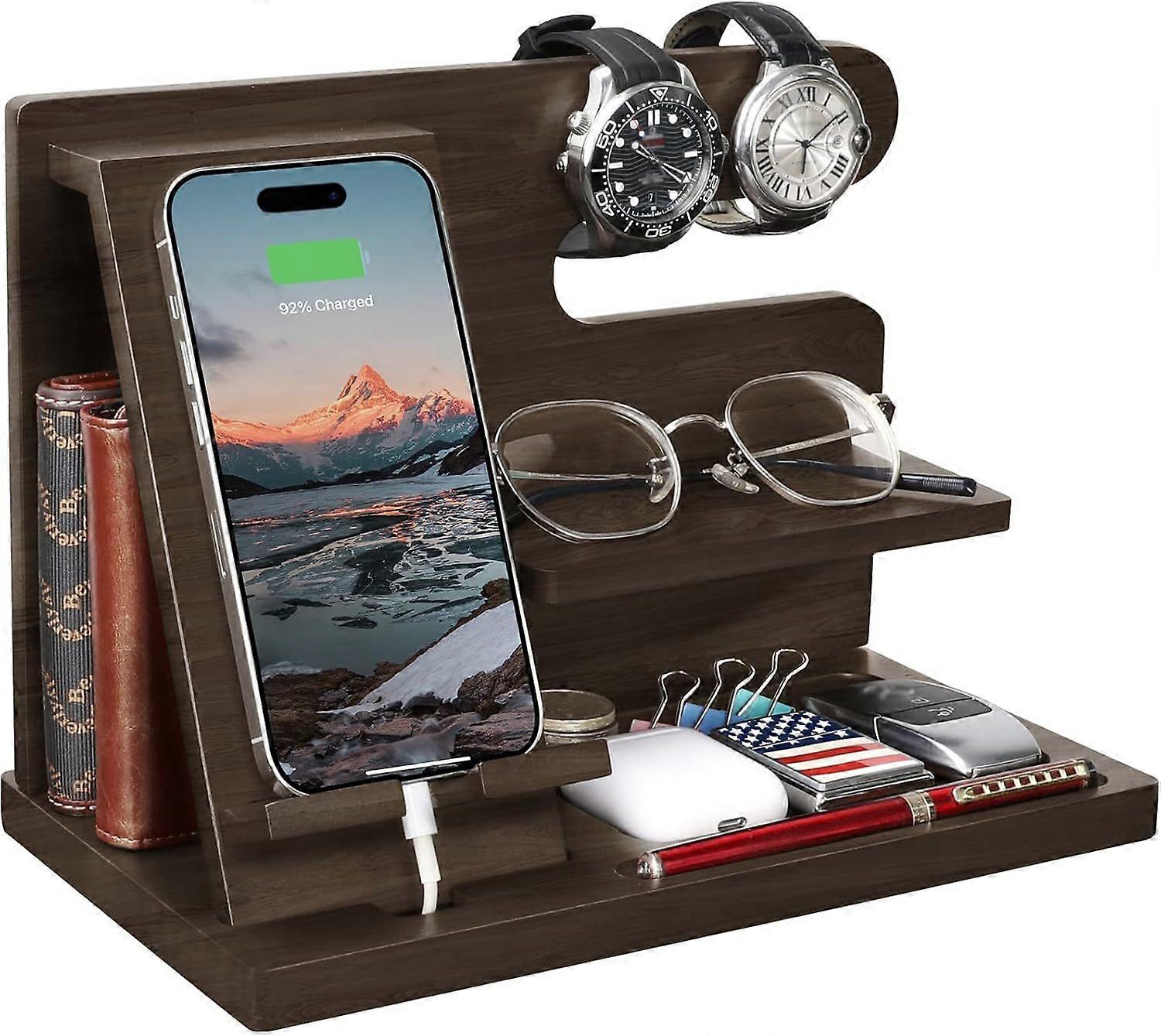 TARANTO Gifts for Men, Wooden Phone Dock & Organizer - ナイトスタンド, 携帯電話,