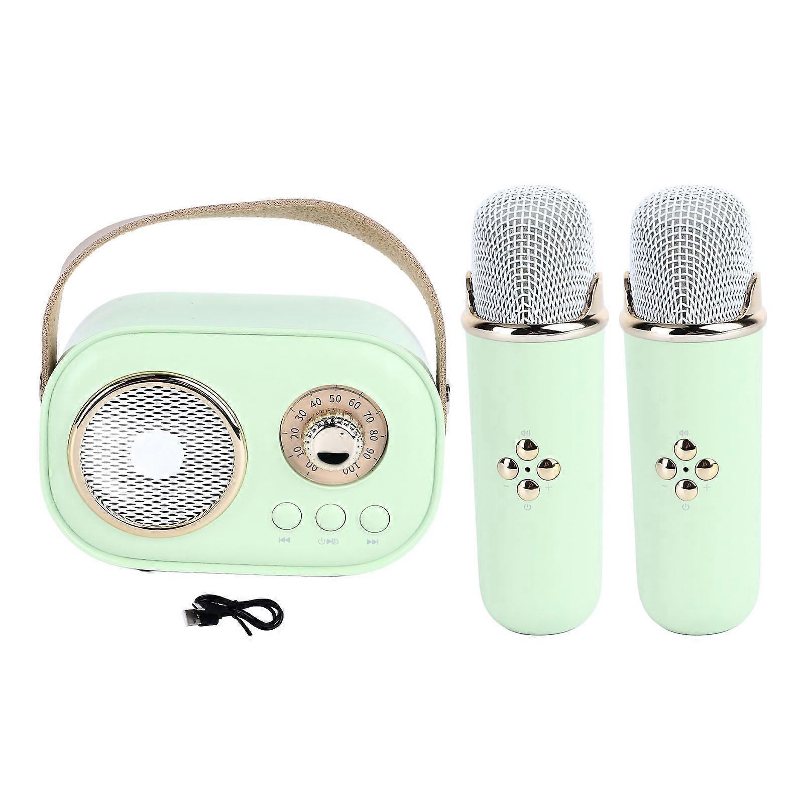 Portable Mini Karaoke Machine with Bluetooth Speaker and Dual Wireless Microphones