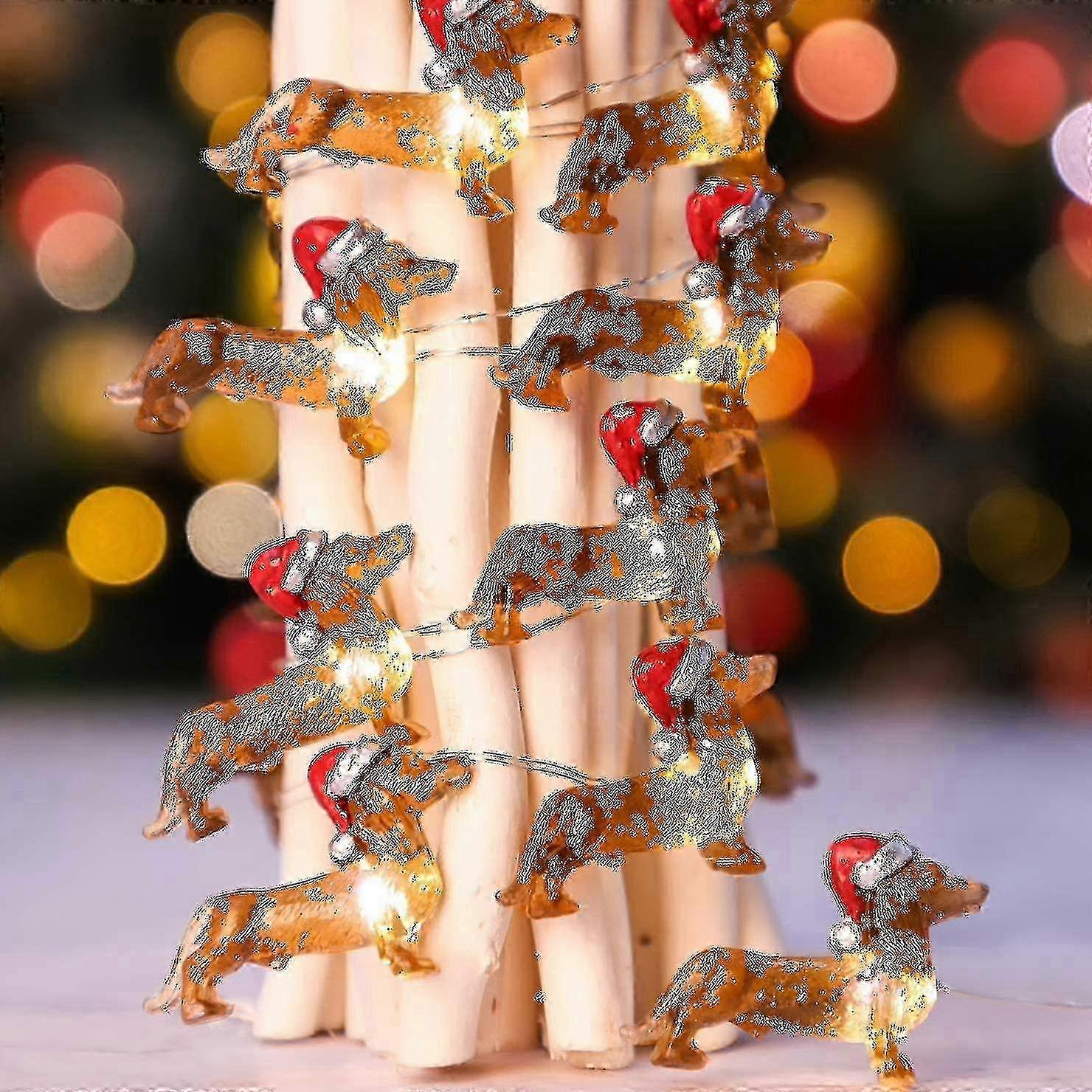 Alg Dachshund Dog String Light, Led Battery Powered, Decorative Indoor Christmas Tree-color:with Remote Control