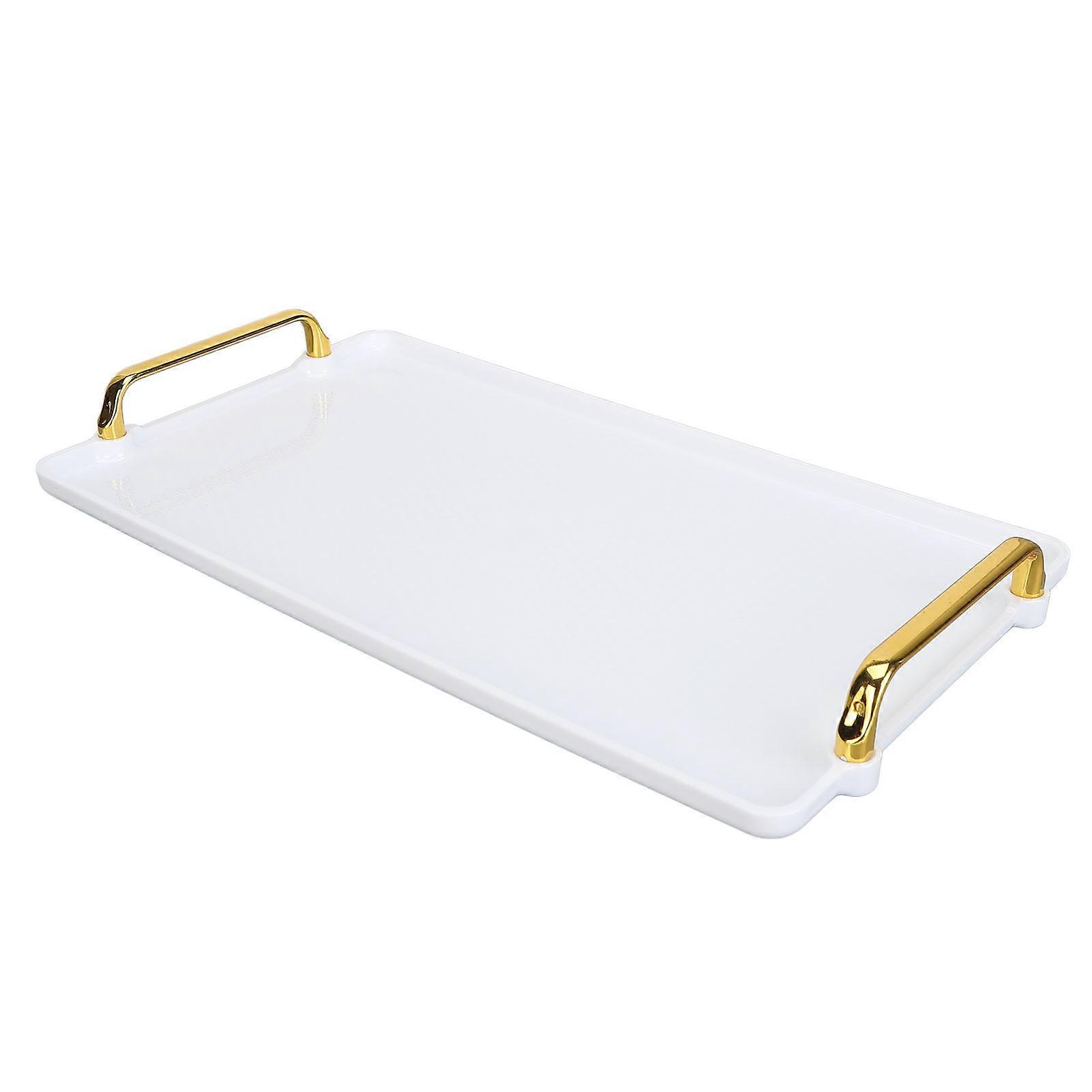 Large Handle Tray Double Ear Plastic Tray Rectangular Stable Multifunctional Tray for Displaying Beauty Products White 