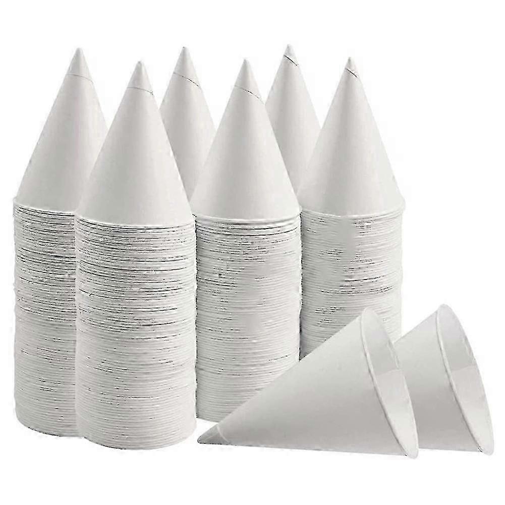 White Paper Cone Cups for Slush and Shaved Ice, Leakproof Coated Cone Paper Cups Suitable for Various Cold Beverages