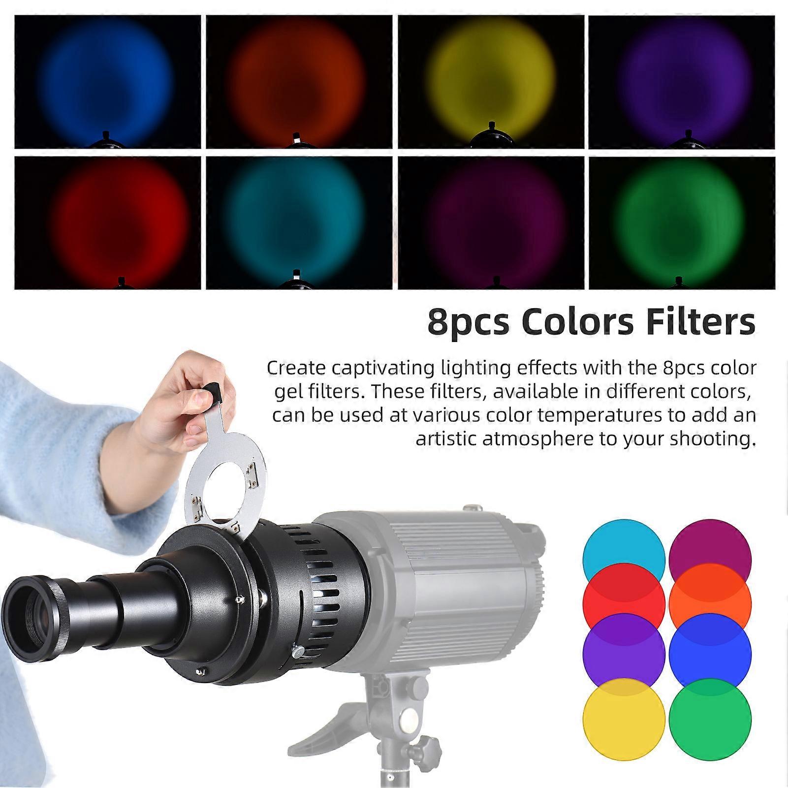 Bowens Mount Optical Snoot: Versatile Photography Tool with Graphics & Color Filters