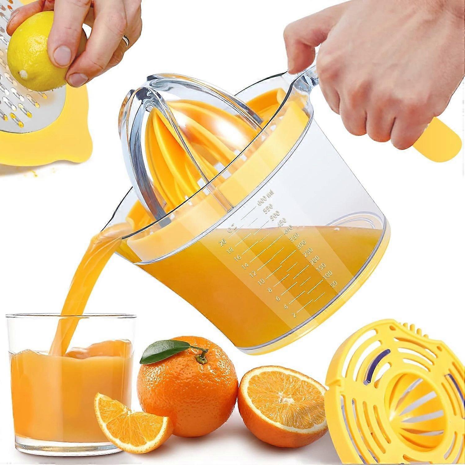 Manual Orange Juicer, Multifunctional Hand Lemon Lime Squeezer With Comfortable Grip, Yellow