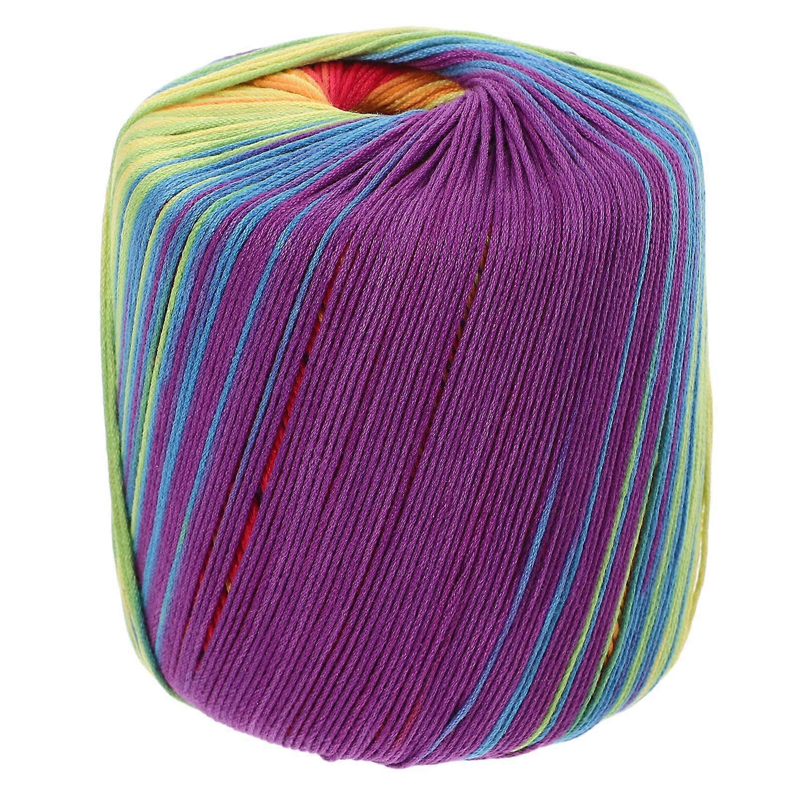 1 Roll Color Segment Dyed Gradient Cotton Yarn DIY Thread Hand Crocheted Scarf Hat Shawl Line Material 133M for Hand Knitting DIY Sweater Blanket Cost