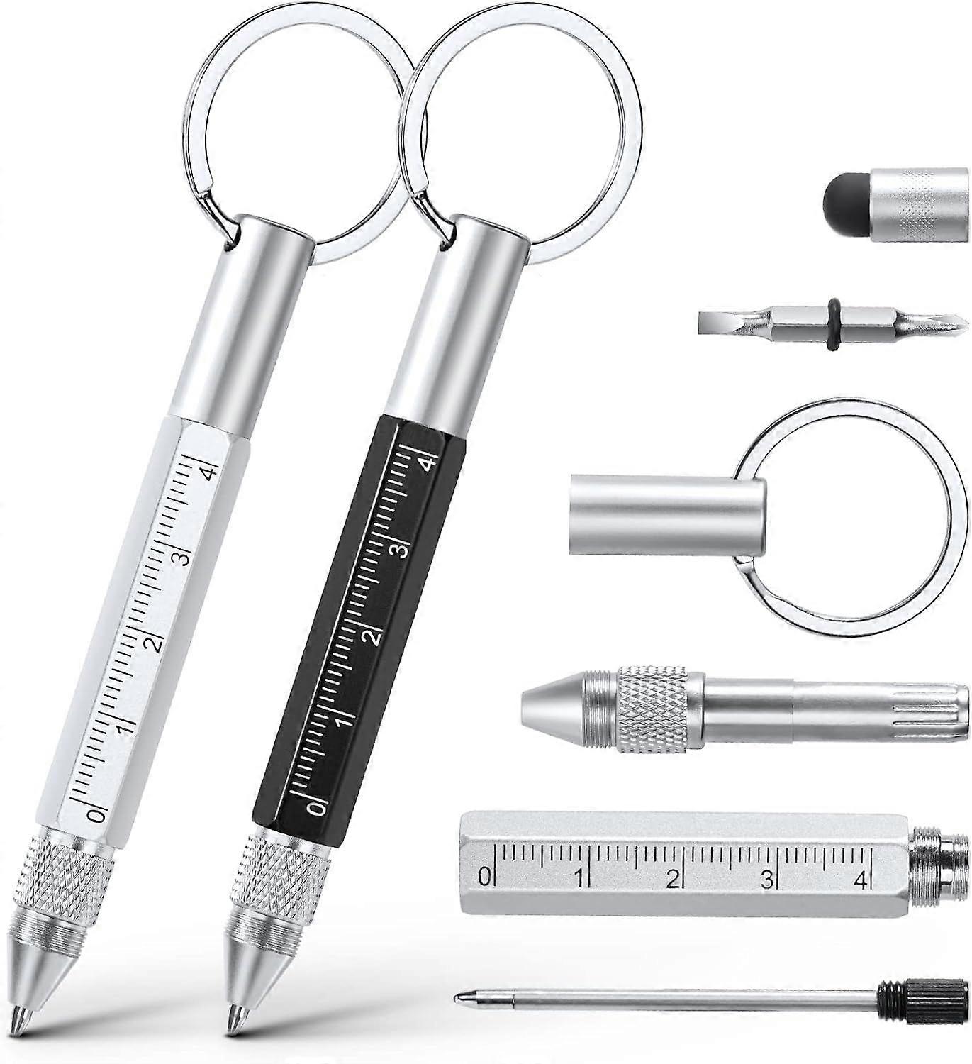 Multi Tool Pen, 6 in 1 Multitools Gadgets for Men Dad, Grandad Gifts Include Ballpoint Pen, Touchscreen Stylus, Ruler, Key Chain