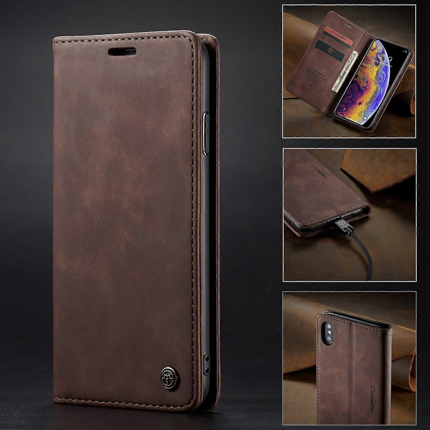Case For Iphone 14 Coffee Multifunctional Leather Magnetic Card Slot Flip