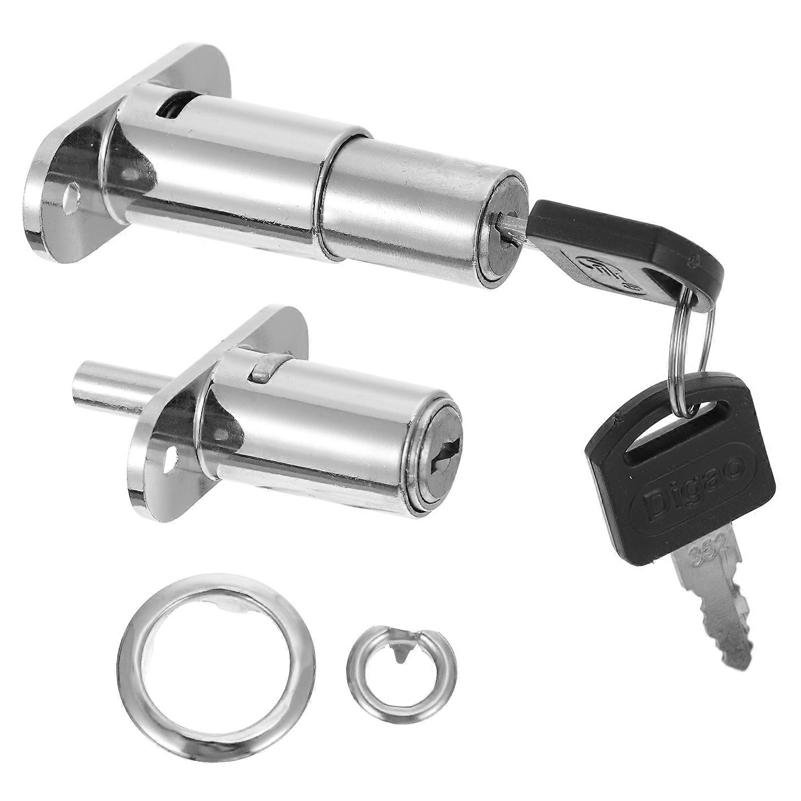 Furniture Locker Push Plunger Lock Set   Keyed Security Lock for Desk Drawers, Cabinets, Wardrobes, Sliding Doors & File Cabinets for Safety