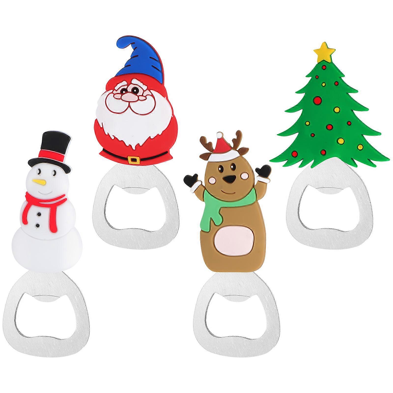 Christmas Themed Bottle Opener Opening Bottles Household Tool Assorted Color 4Pcs