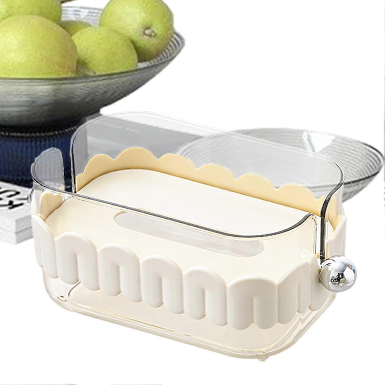 Tissue Box Holder, Silk Paper Dispenser, Multifunctional Tissue Holder for Bathroom, Kitchen, Office - White Design