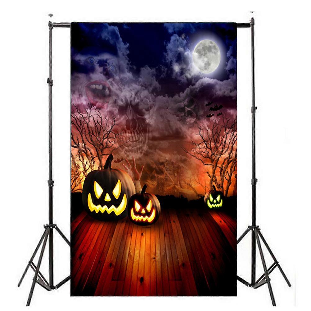 Halloween Photo Booth Backdrop 3D Creepy Pumpkin Horror Night Tomb Background 150 x 90 Cm 1Pack
