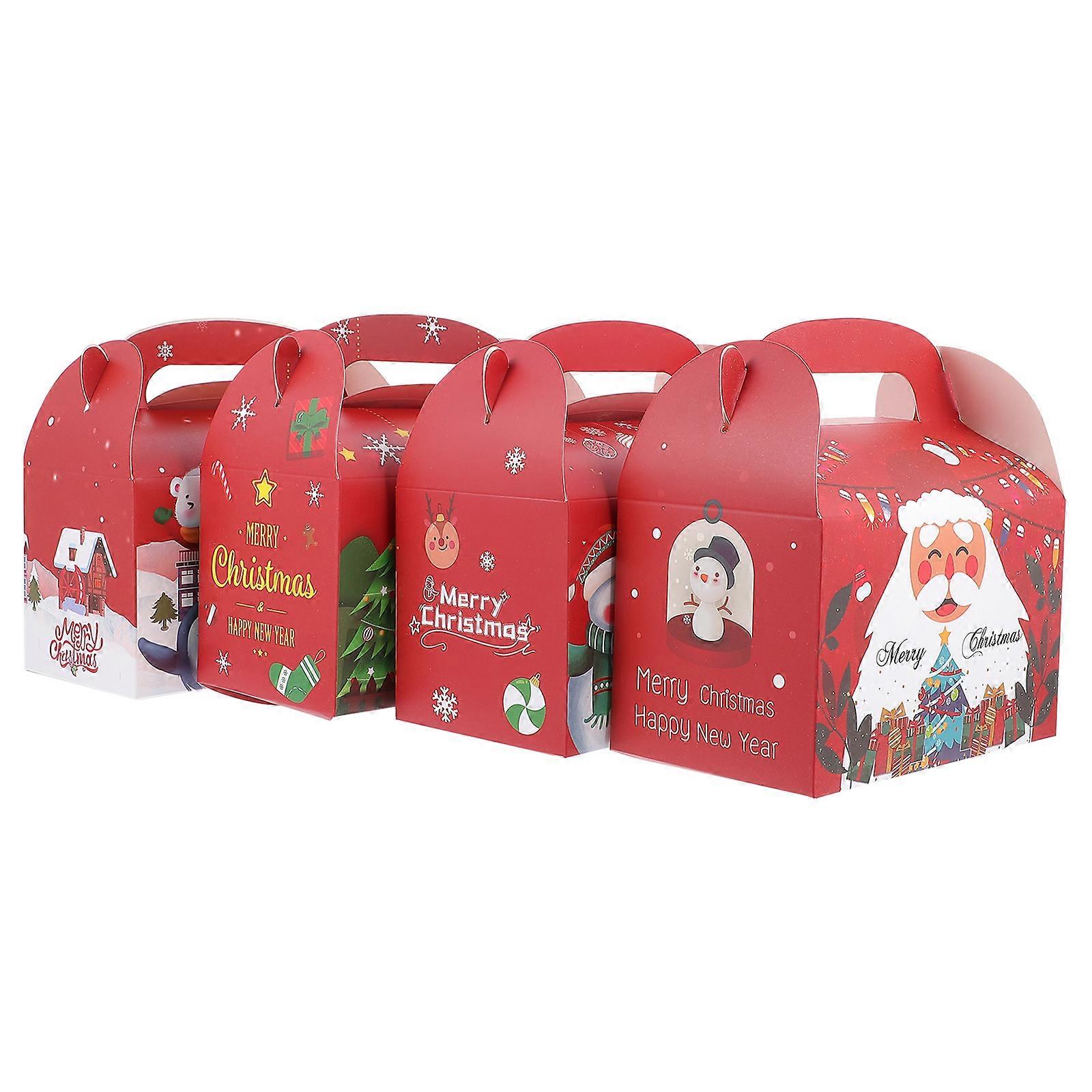 Candy Containers Christmas Theme Square Red Paper Material present Packaging Box For New Year Celebration 12Pcs