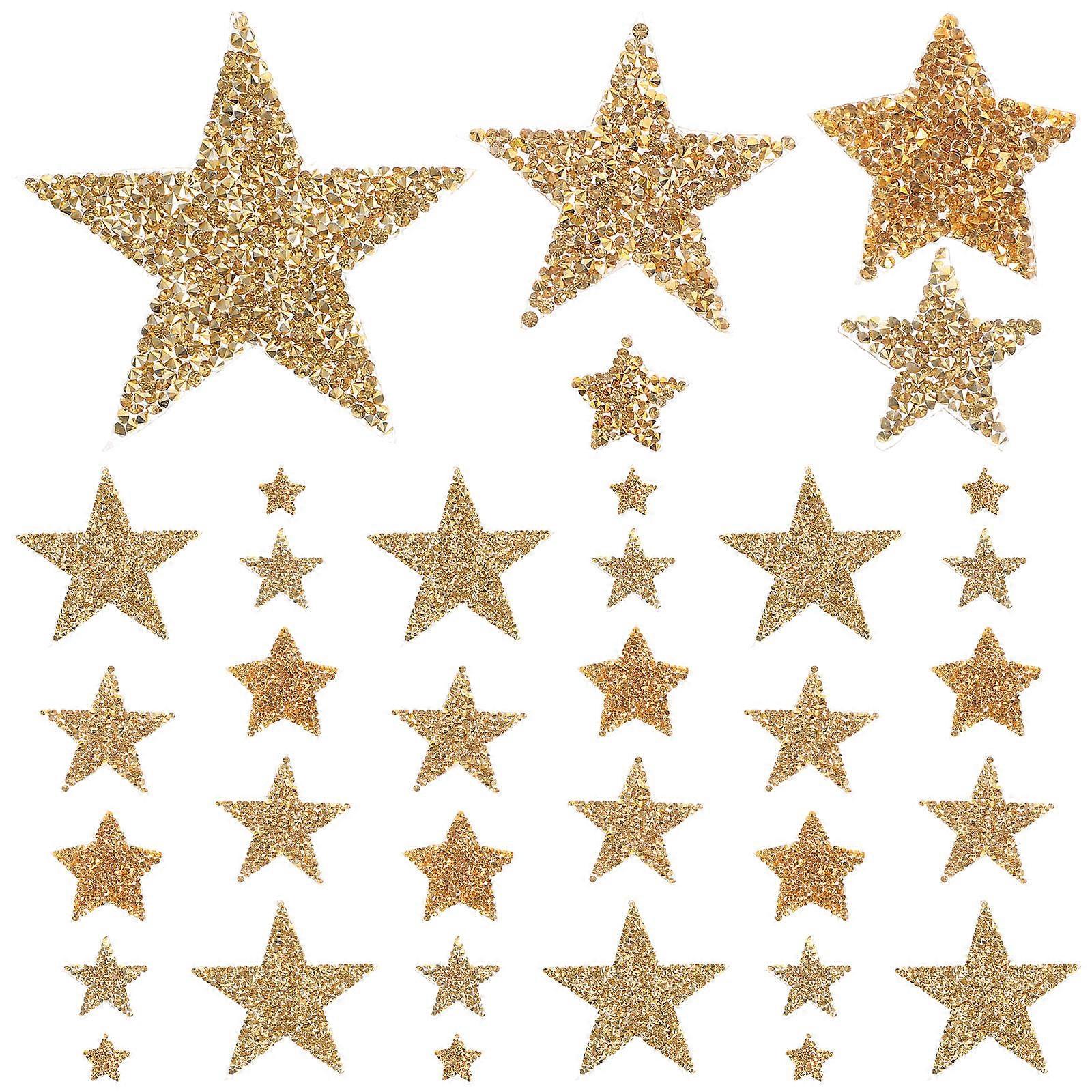 Jeans Patches Iron On Star Shaped Golden 6cm x 6cm Artworks Craft Enthusiasts 50Pack