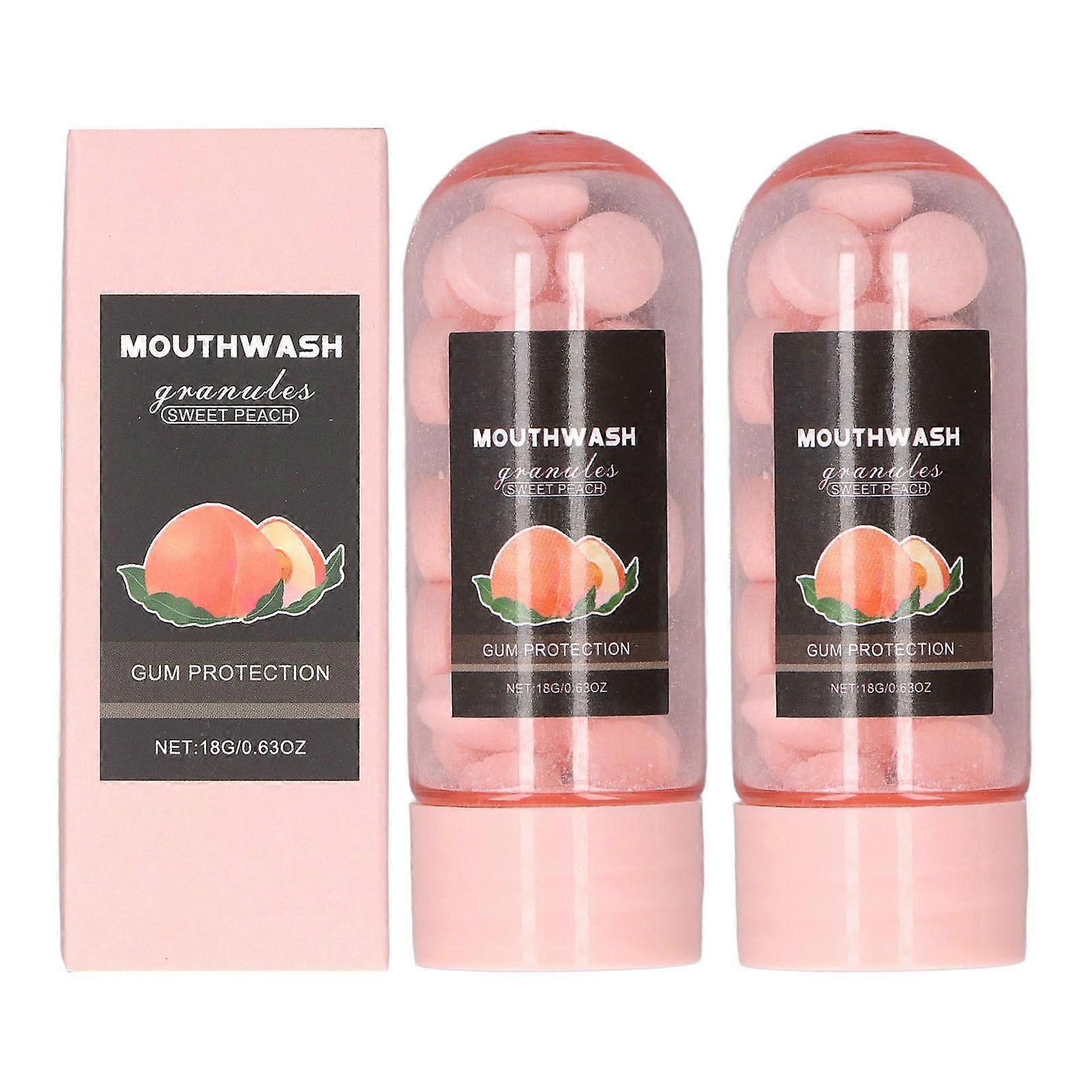 2025 Latest Model 2 Boxes Mouthwash Tablets Peach Flavor Freshening Breath Cle...