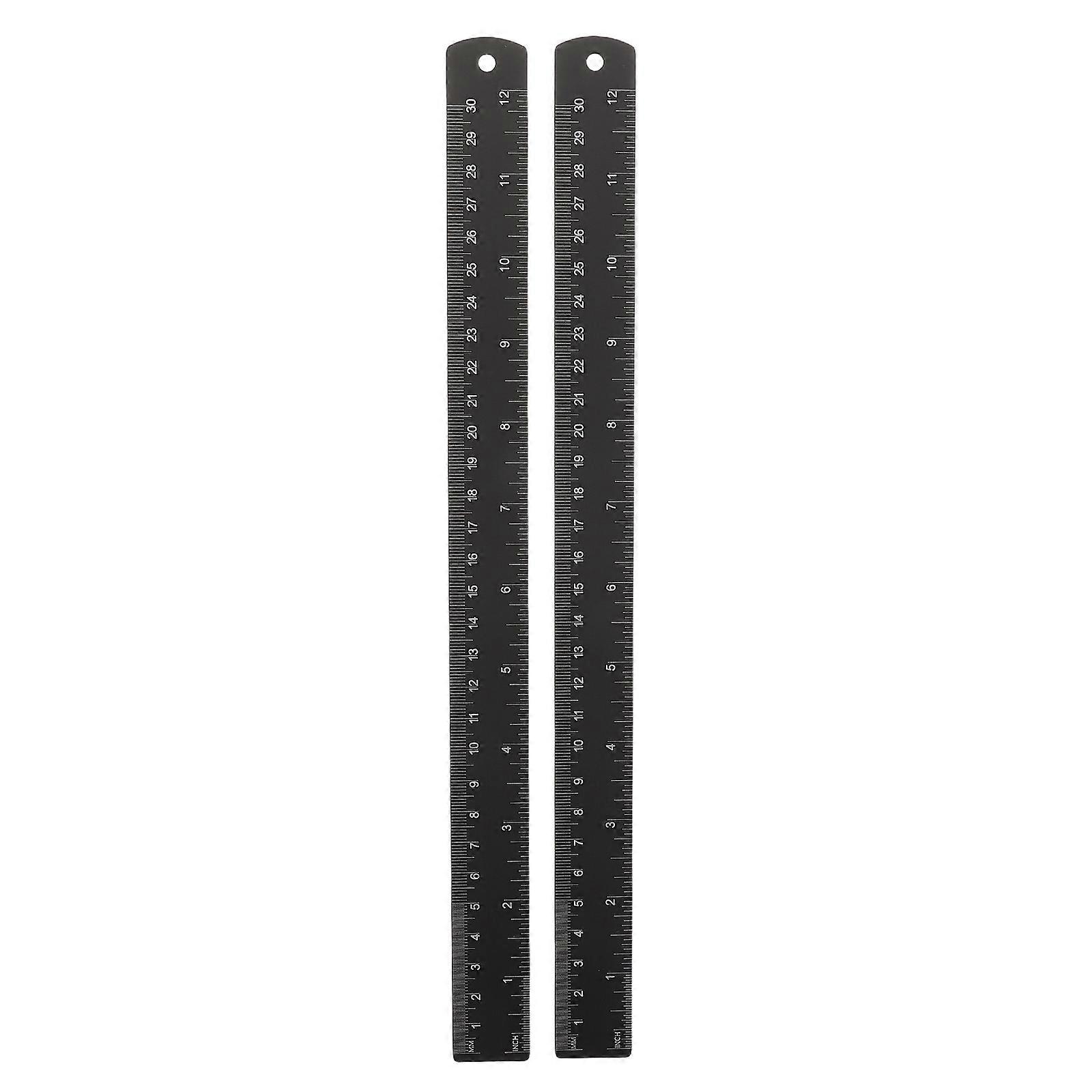 2pcs Metal Ruler Precision Measuring Tool with Markings for Woodworking, Engineering & School Projects
