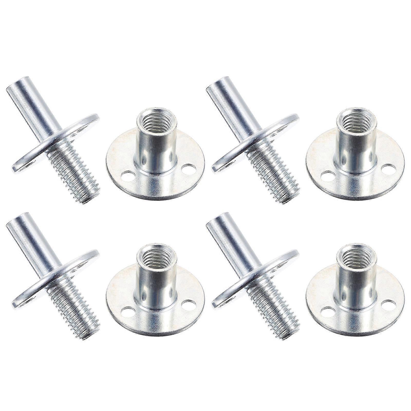Iron Screw Nut Round Base Furniture Fixing Silver Adults Home Use 4Pcs
