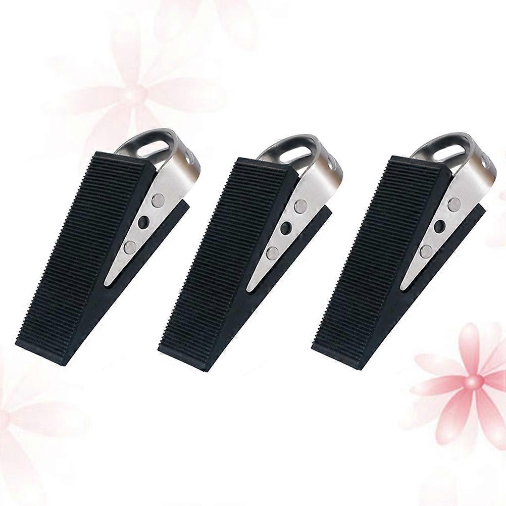 Door Stoppers For Floor Anti-Slip Door Blocker Black Color 3Pcs