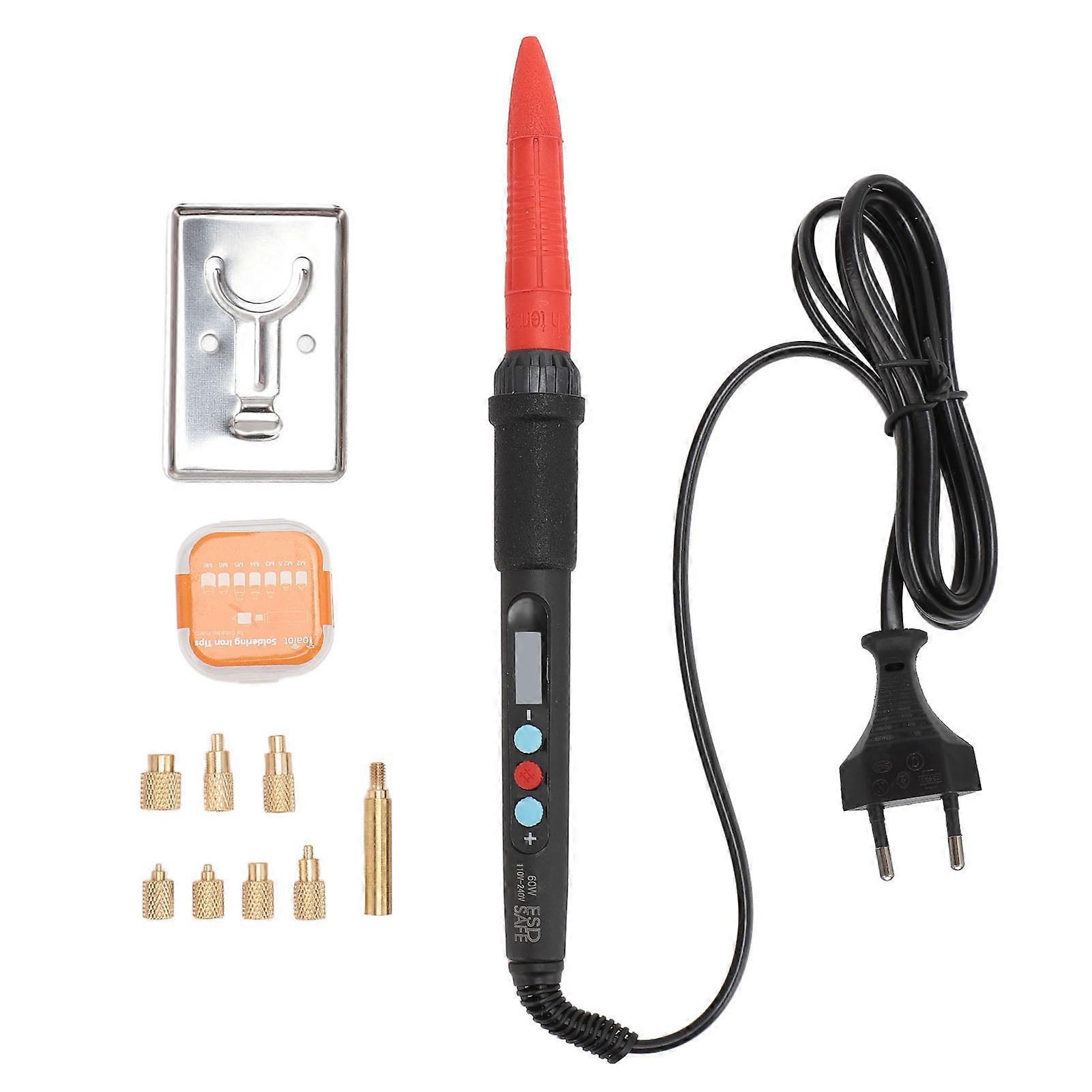 60W Digital Soldering Iron with M2, M2.5, M3, M4, M5, M6, M7, M8 Tips, Constant Temperature, AC 100-240V, EU Plug