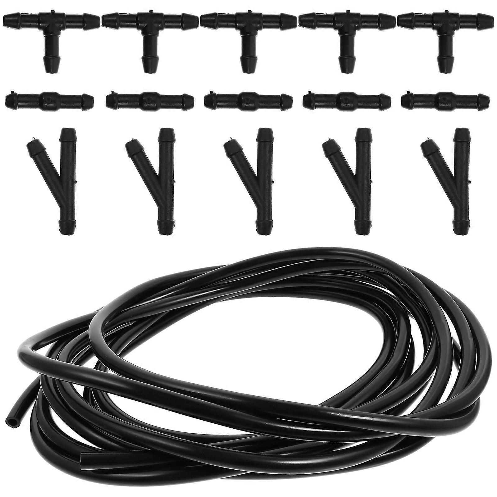 Car Water Spray Nozzle Windscreen Washer Hose 16Pcs Black For Automotive Use