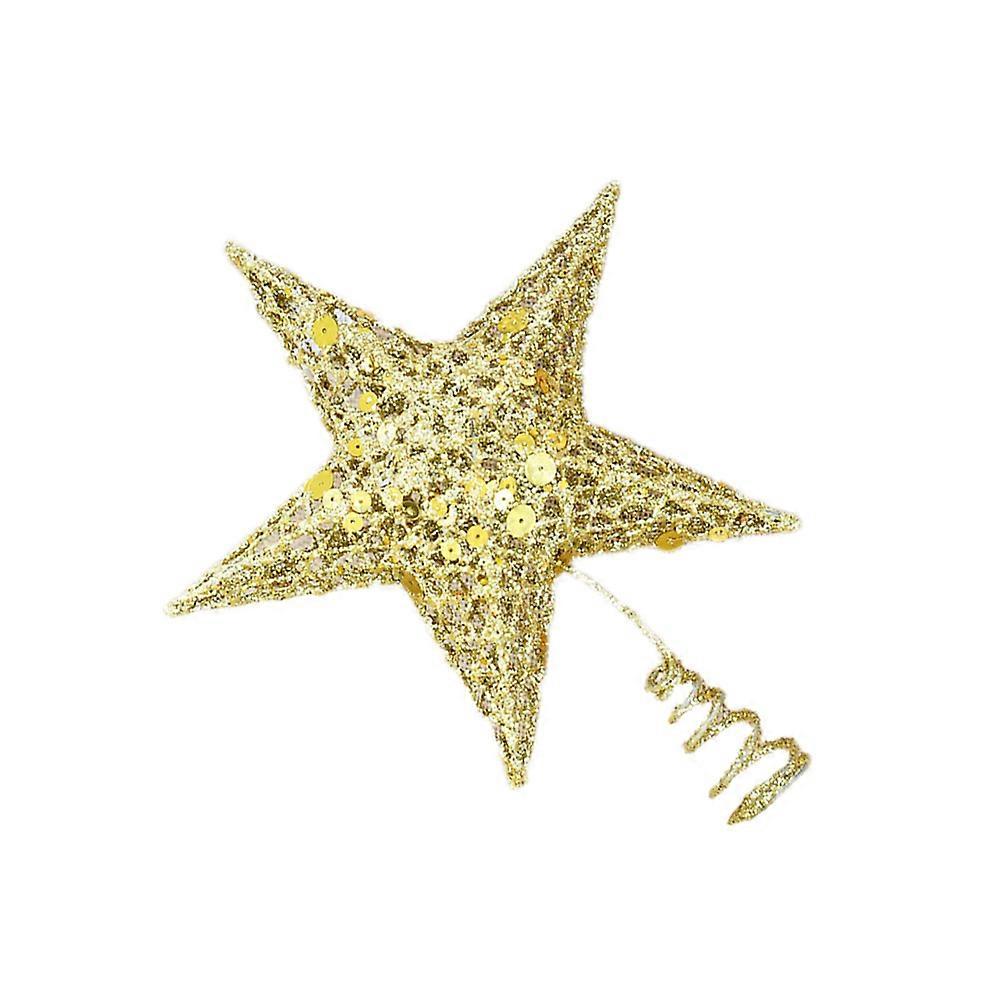 Tree Toppers Christmas Star Wrought Iron Treetop Ornament Home Decoration 15cm Golden Decorative 1Set