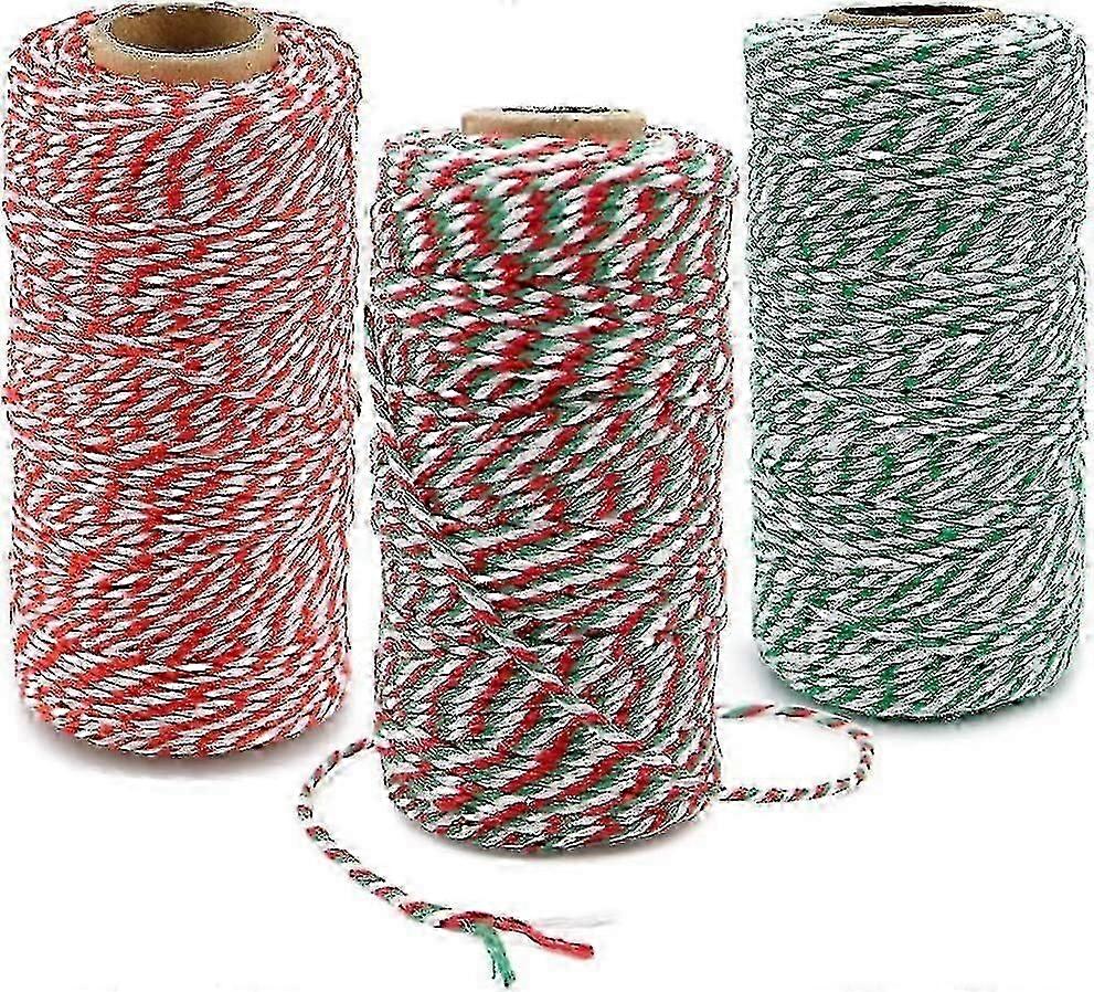 100 متر خيوط حمراء وبيضاء سلسلة عيد الميلاد الأحمر خيوط عيد الميلاد خيوط القطن دائم للخبز ، الجزارين ، الحرف اليدوية ، تغليف هدايا عيد الميلاد الملونة 3