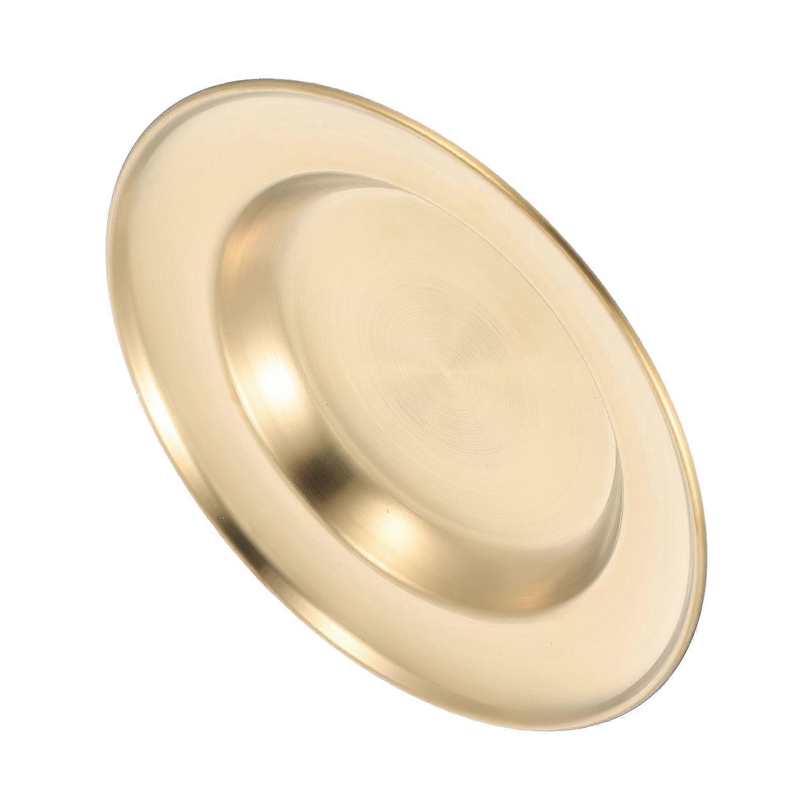 Stainless Steel Plate Round Dinnerware Multi-Functional For Dining Room 20x20cm Golden Food Storage 1Pcs