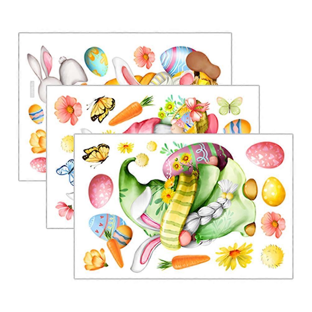 Easter Decorations Windows Gnome Clings Assorted Color Rectangular Shape Easter Party Home Decoration 3Set