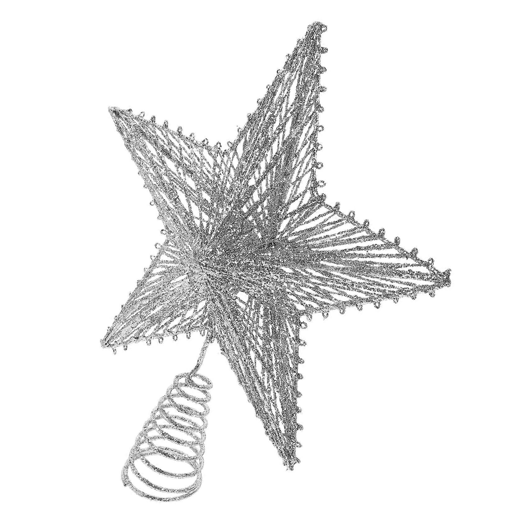 Christmas Tree Topper Silver Star 25 cm, Xmas Tree Ornament, Star Tree Topper