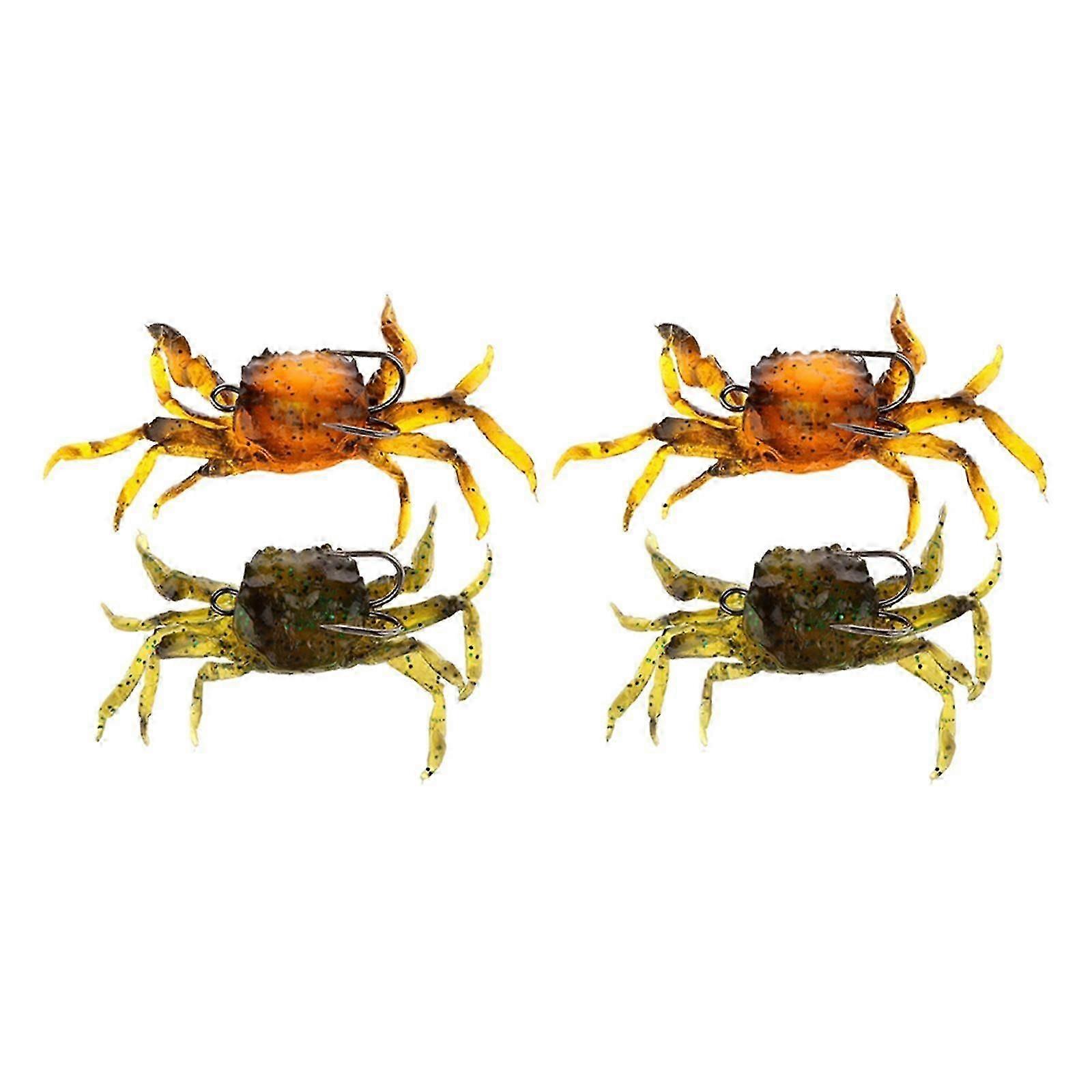 4pcs Fishing Tackle Soft Lure Crab Simulation Saltwater Hook