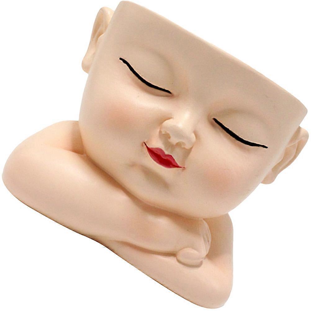 Garden Flower Pot Resin Flowerpot Face Shape 12x10x9cm 1Pack