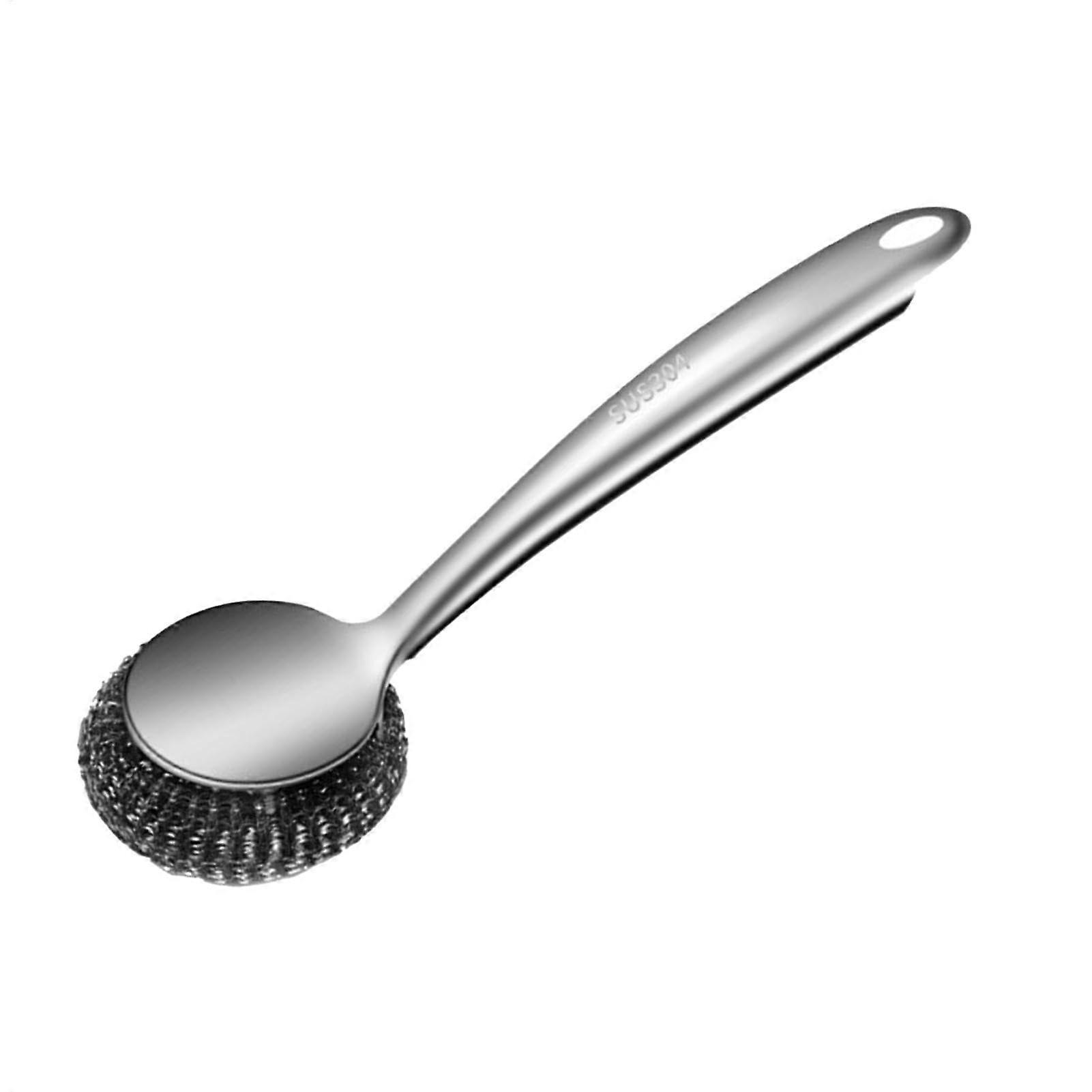 Stainless Steel Scrubber With Bent Handle, Steel Wool, Dense Wire Mesh, Scrubber For Pots And Pans