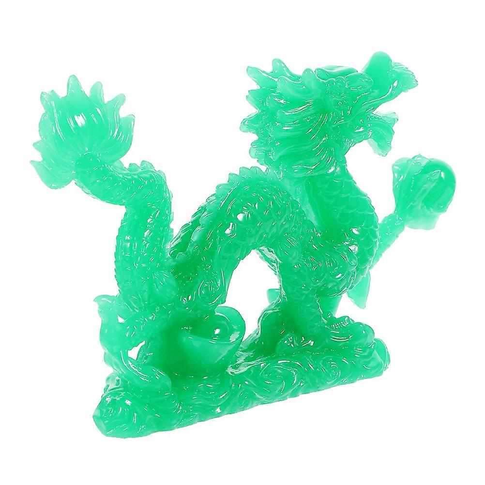 Chinese Dragon Resin Statue Feng Shui present Light Green 9 Inch Table Decoration 1Set