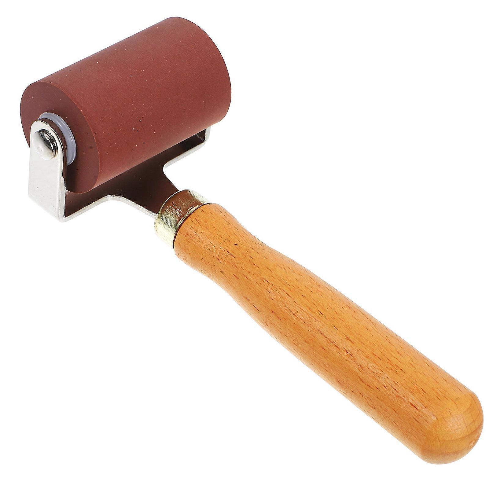 Rubber Roller Printmaking Tool For Art Projects Cylindrical Shape Brown 1Pcs