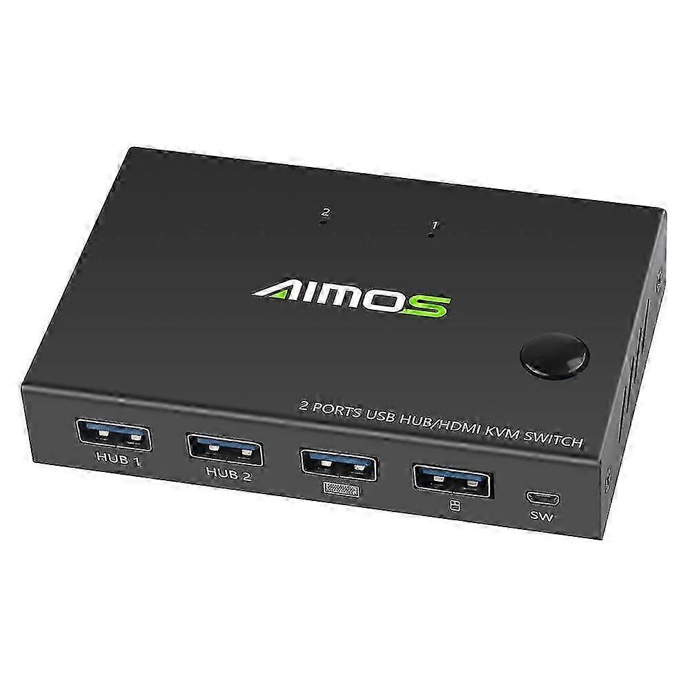 AIMOS AM-KVM201CC 2-Port HD KVM Switch Support 4K*2K@30Hz HD KVM Switcher Keyboard Mouse USB SZRH A-M