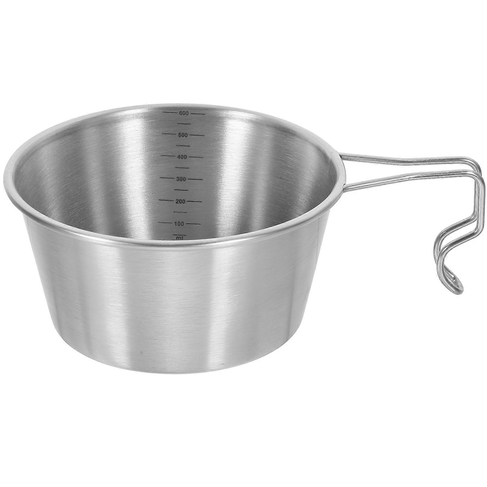 Camp Bowl Stainless Steel Outdoor Cooking Salad Serving Round with Handle Compact Design for Camping 1Set