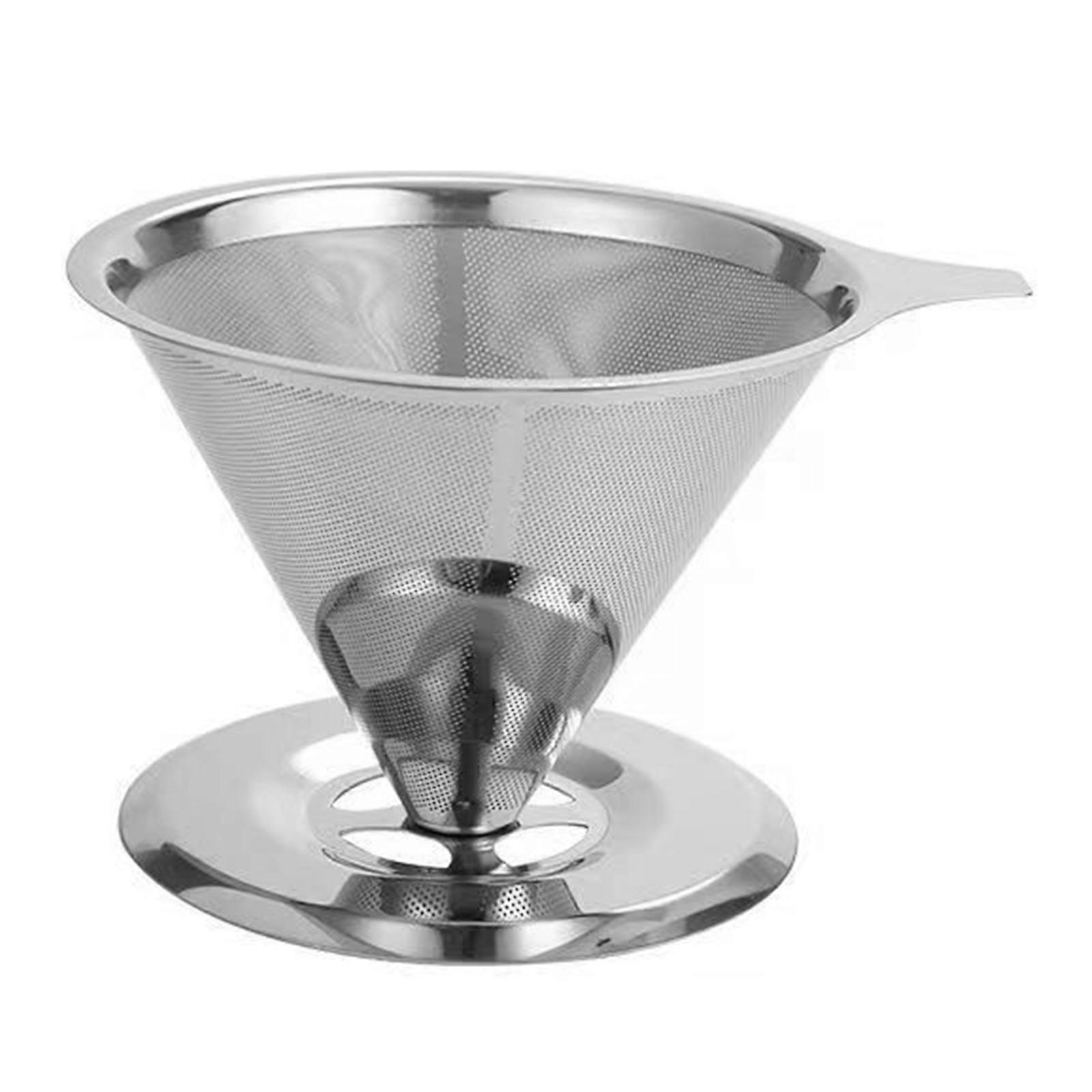 Pour Over Coffee Dripper Stainless Steel Reusable Filter Paperless Cone Coffee Maker Dripper for 1-2 Cup