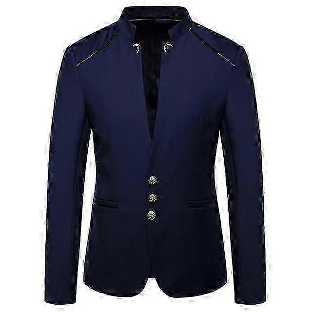 צווארון מעמד מנדרינה עסקי קז'ואל חתונה בלייזר בגזרה רזה לגברים - ז'קט חליפה קז'ואל, 4XL