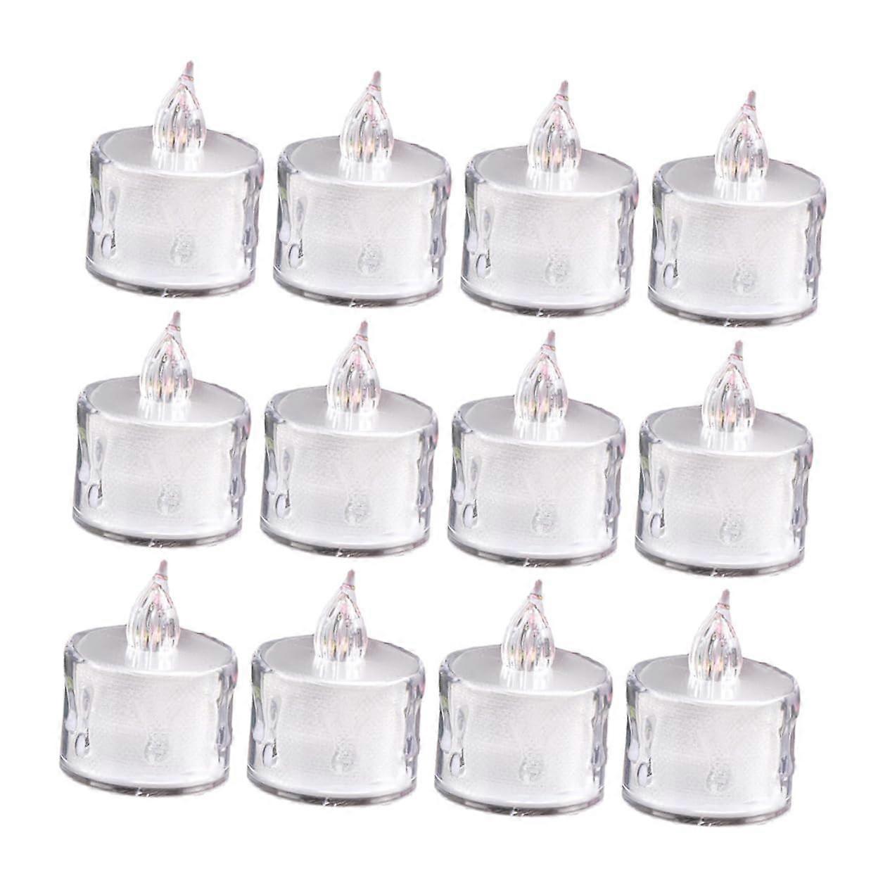 LED Candle Light Pack Of 12 Flameless Flickering Battery Operated Candles Wireless Transparent PP Polypropylene