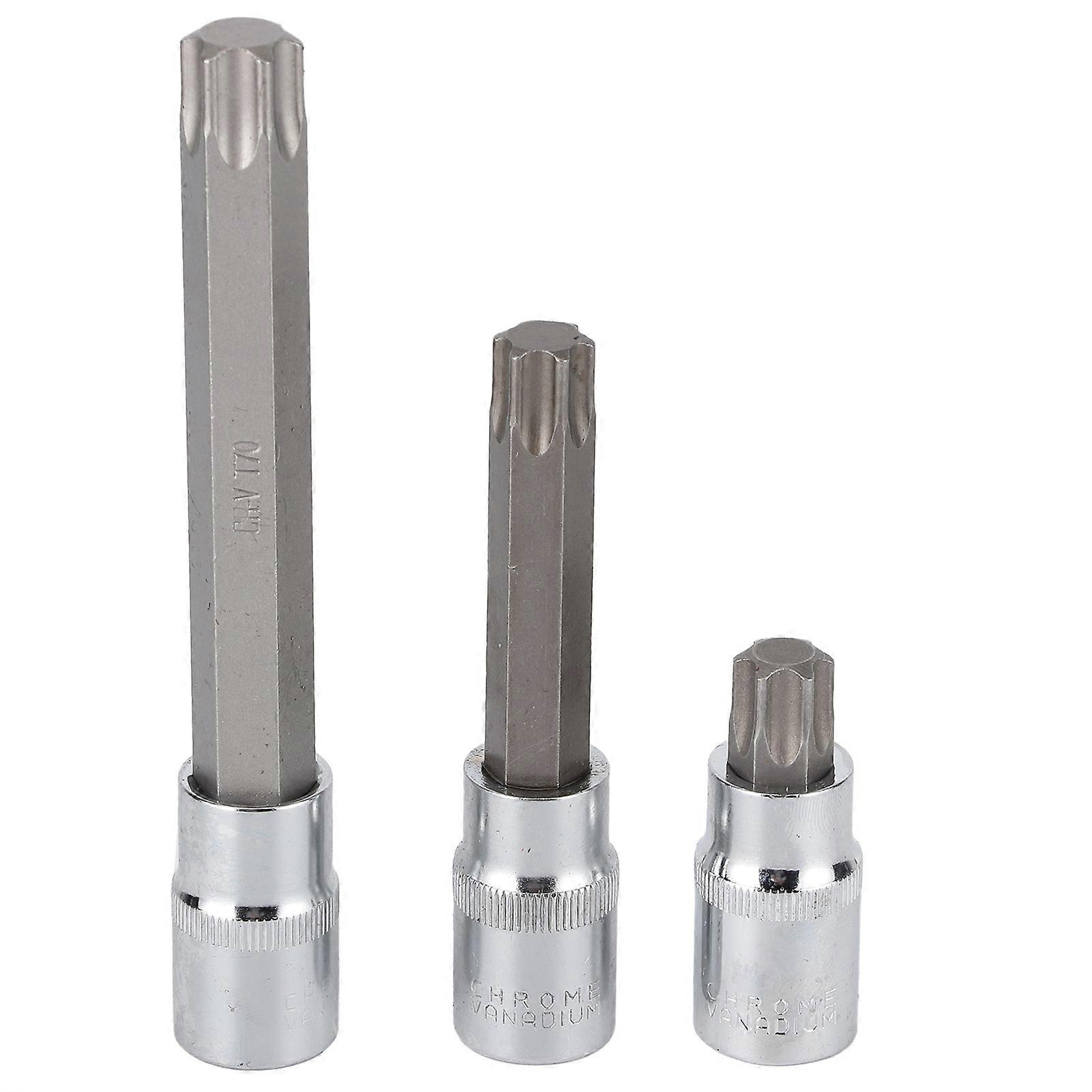 7pcs/set Extra Long Spline Bit Socket M4-M10 3/8in Square Drive with Toolbox Car Repair Tool