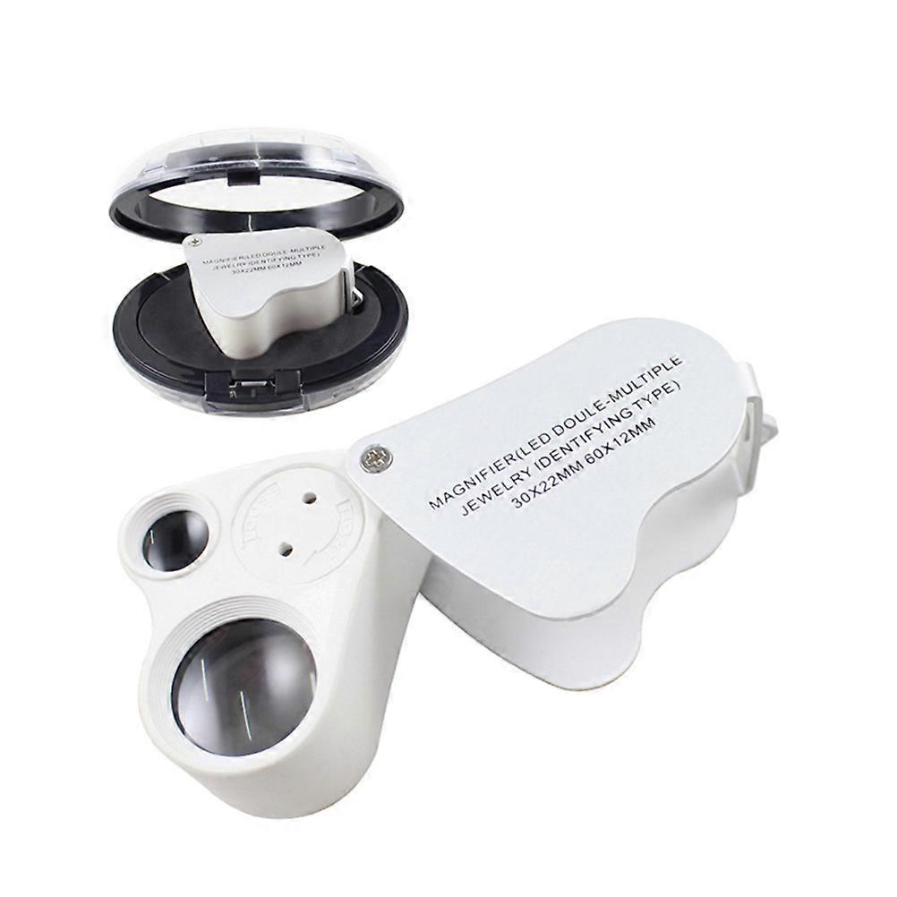 Portable Mini Microscope Heart-Shaped Led Magnifying Tool 30X 60X Chrome-Plated Metal Coins and Stamps Appraisal 2Pack