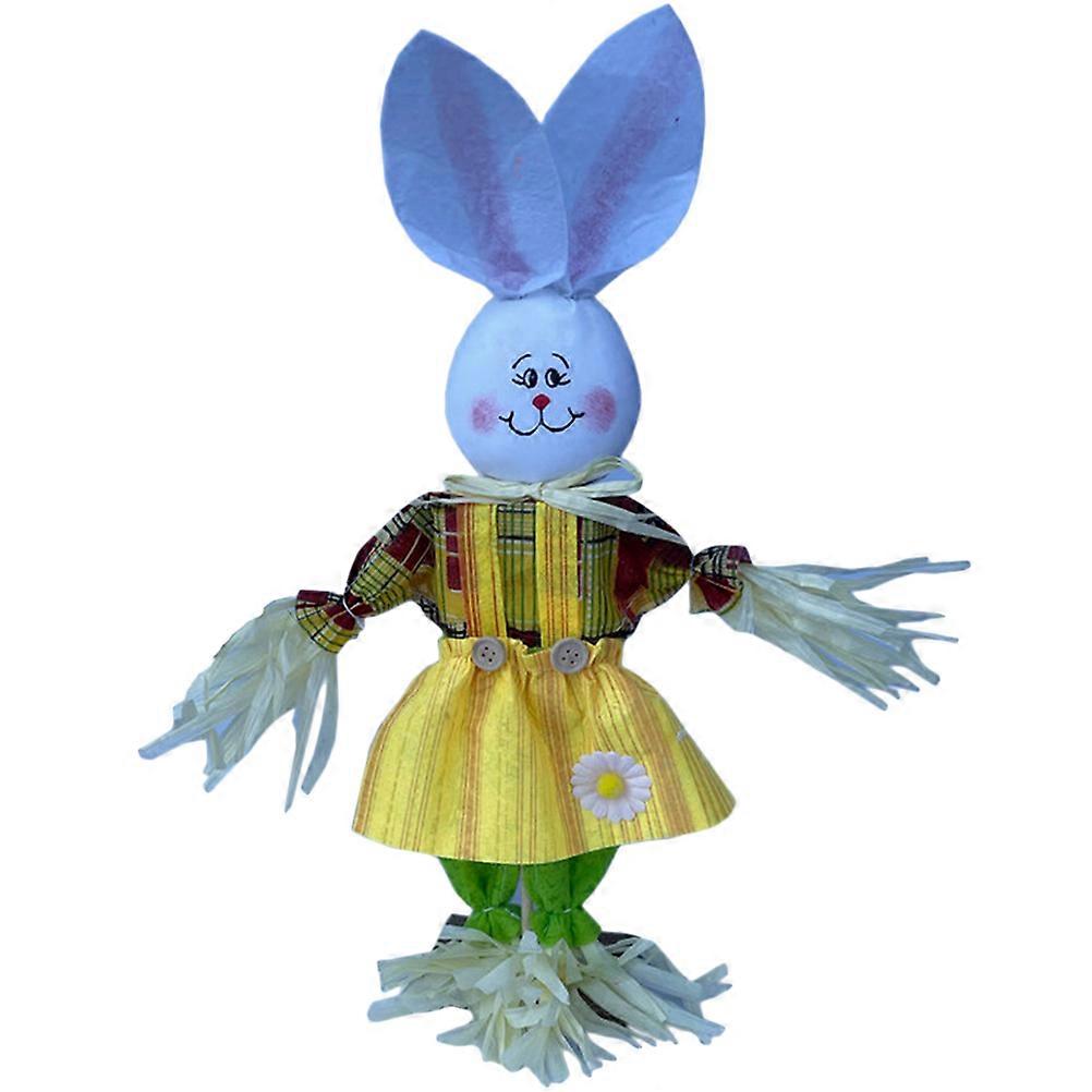 Bunny Scarecrow Decor Home Decoration Standing Rabbit Shape Multi Color 38X32CM Easter Celebration 1Pack