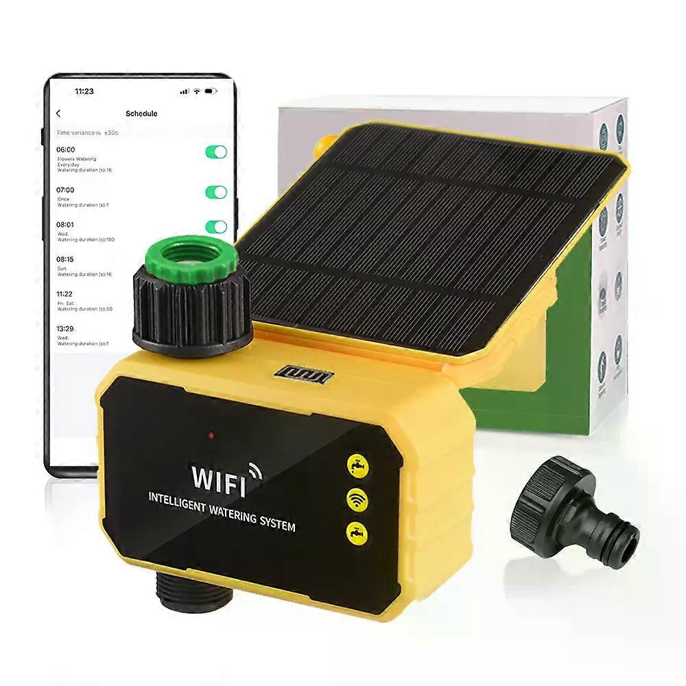 N244 Smart WiFi Water Solar Timer 1s-60min Watering Solar & USB Charge Rain Sensor Auto Sprinkler Digital Controller 30-Schedule