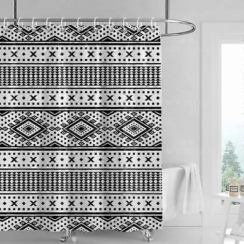 北欧モダン幾何学模様防水シャワーカーテンバスルームカーテンファブリックリビングルームホームデコレーションシンプル、120x180cm~08152