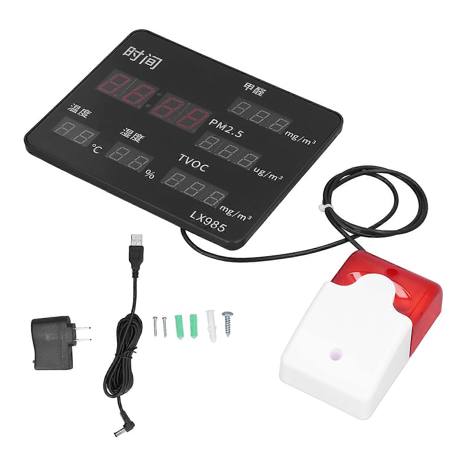 Air Quality Detector 6 in 1 Pollution Monitor Sensor PM2.5 PA TVOC Alarm LX985HGF
