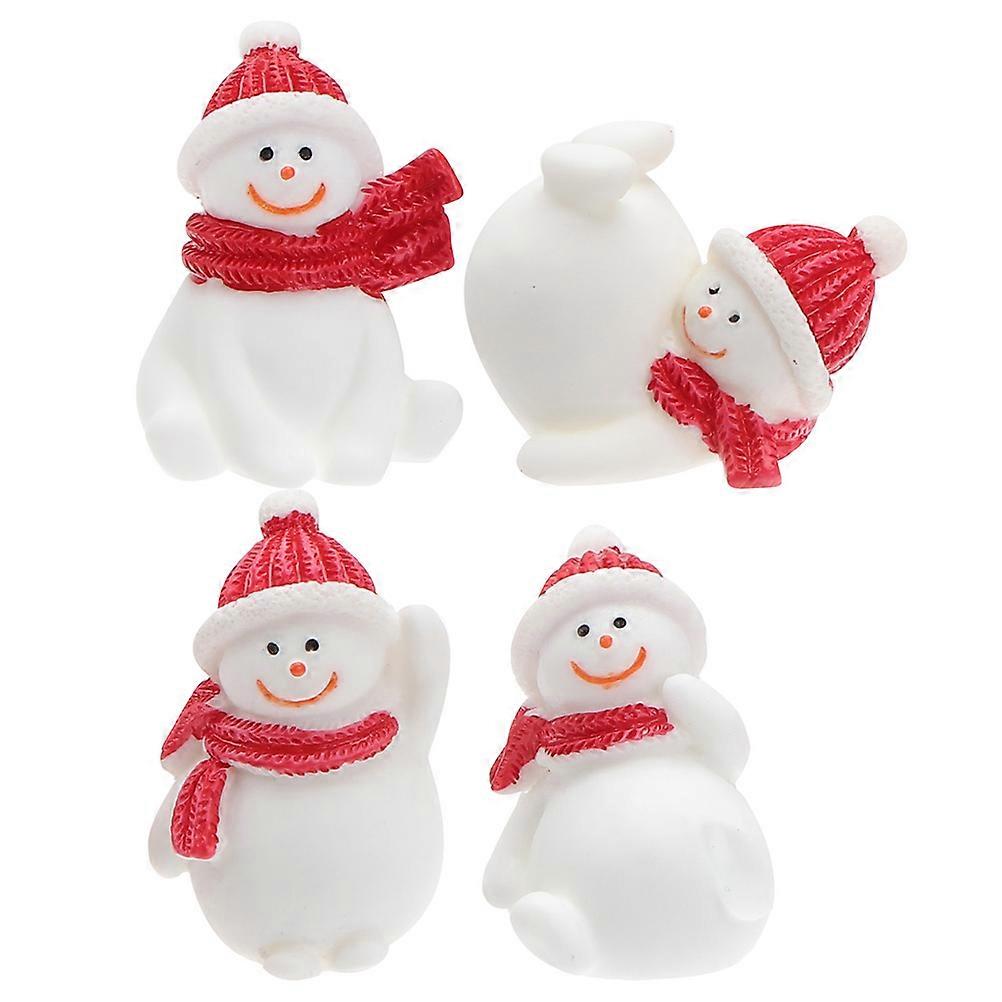 Christmas Snowman Ornament Desktop Decor Red 3.20X3.20X2.00CM Resin 4Pcs