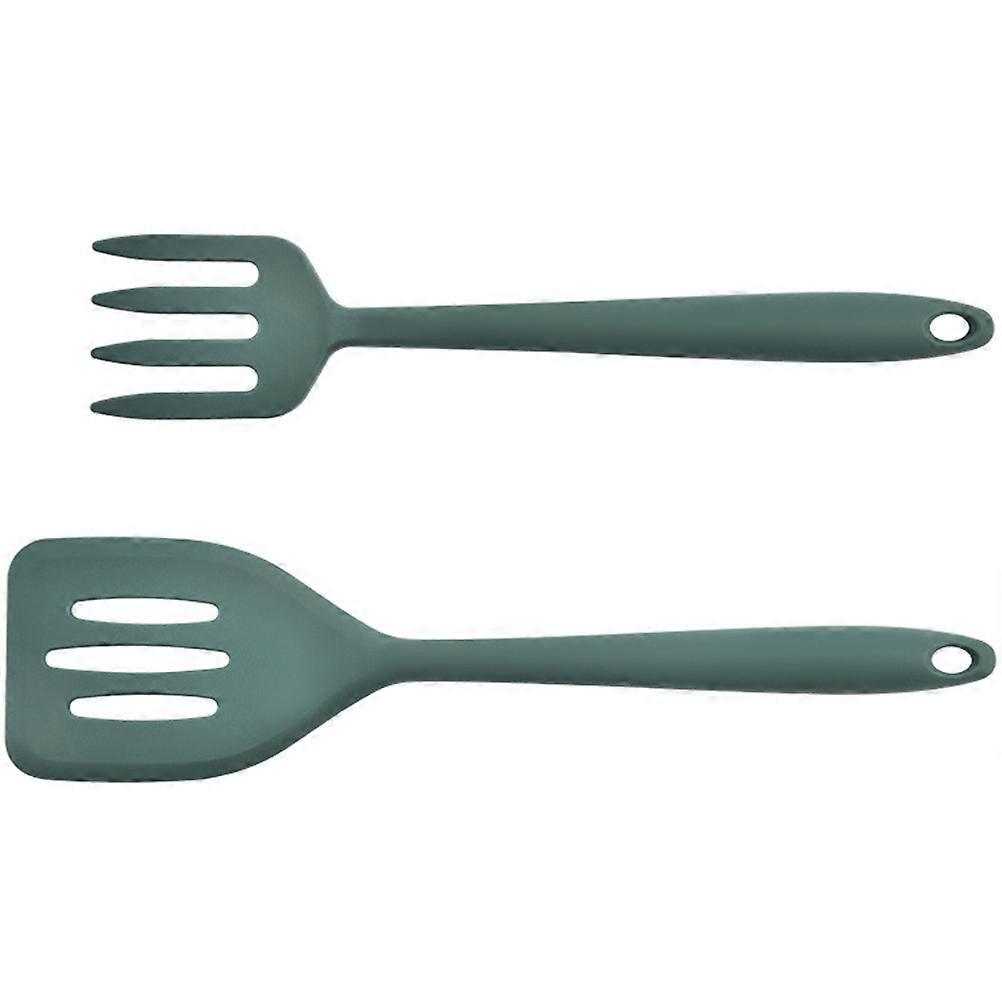 Non-Stick Kitchen Tools Spatula Fork Safe Cooking Reusable Silicone Dark Set For Home Cooking