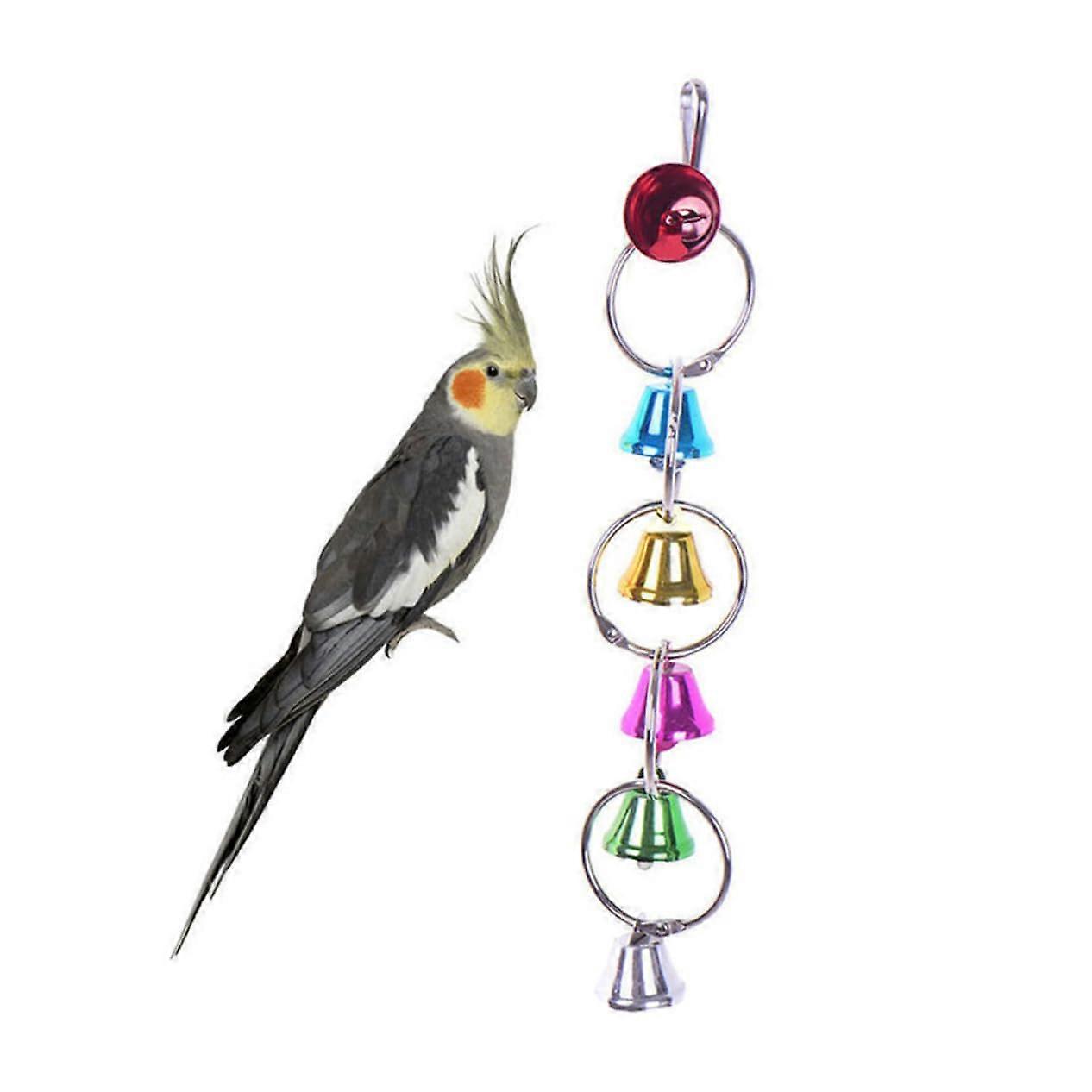 Parrot Toy Bells for Pet Bird Cage - Colorful Hanging Ornament and Chew Toy for Parrots, Durable Material, Easy to Install