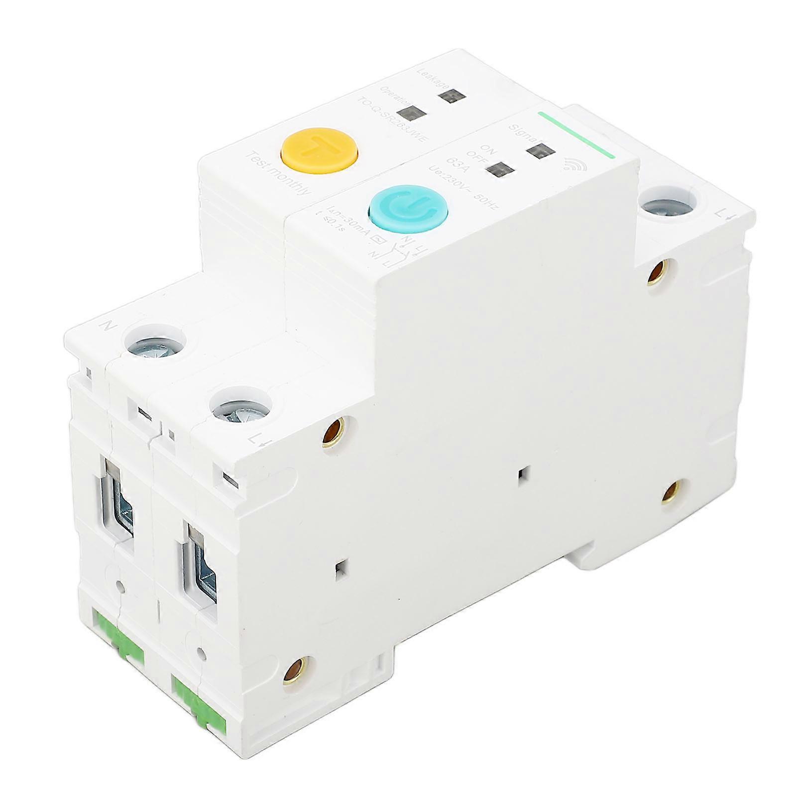 WiFi Smart Circuit Breaker 2P Small Switch PA66 32A  30mA Earth Leakage Protection