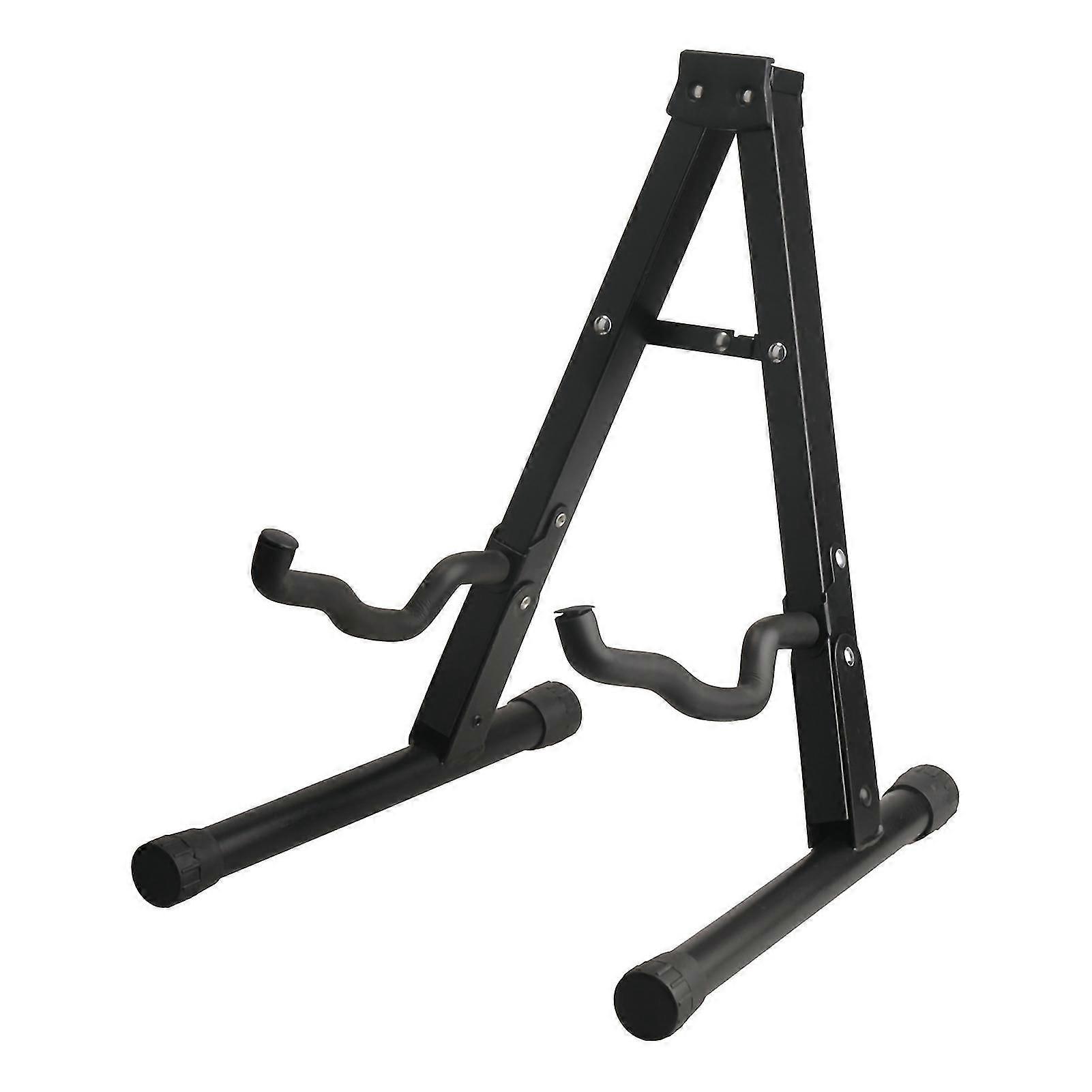 Black Iron Guitar Stand - Unique Folding Design, Stable A-Frame Holder for Bass Display