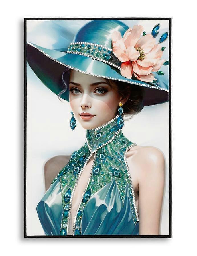 PAINTING ON CANVAS LACQUERED PAM WITH FRAME -B- CM 62X4X92