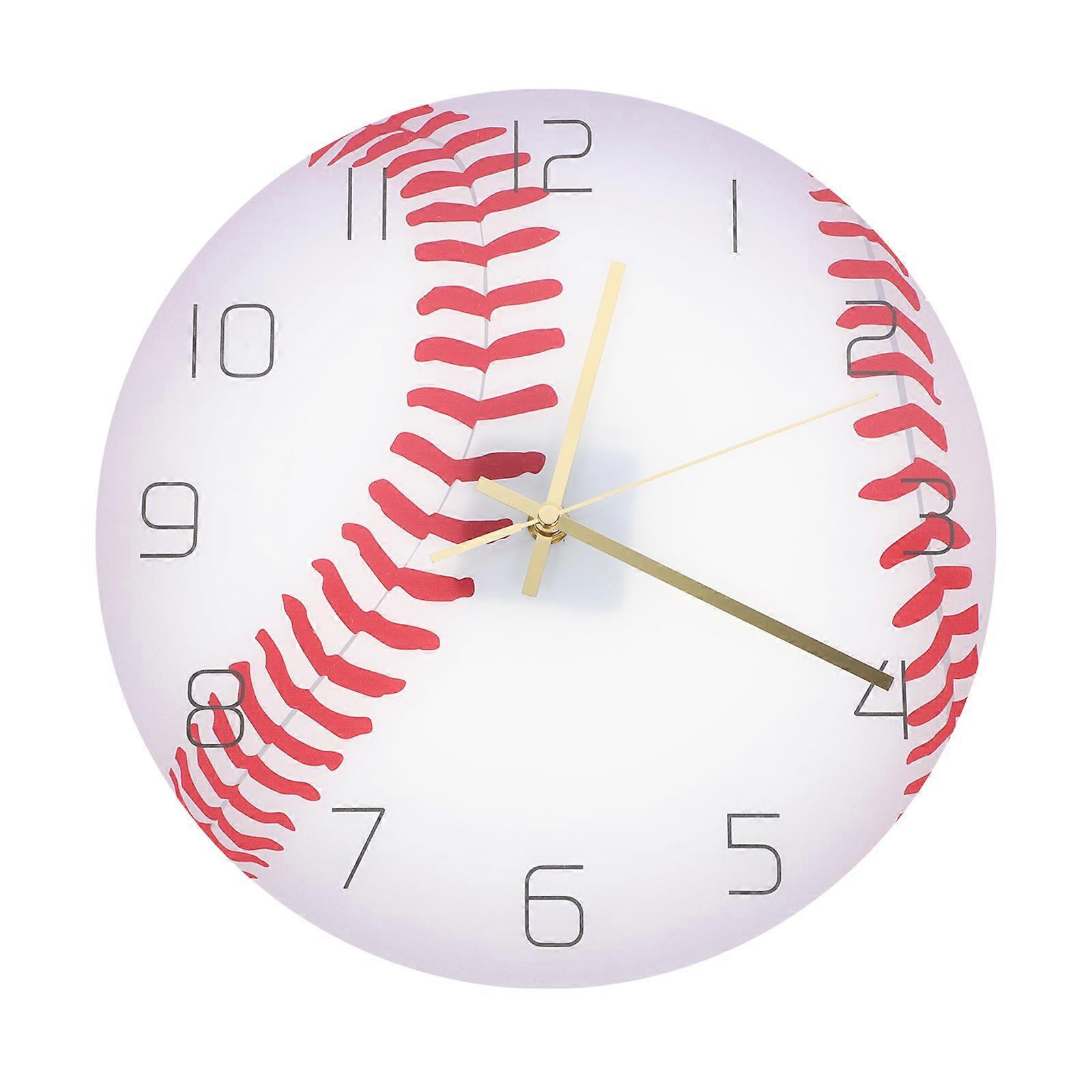 Baseball Design Wall Clock with Mute Core and Big Numerals for Home Decor Multi Color 12 inch